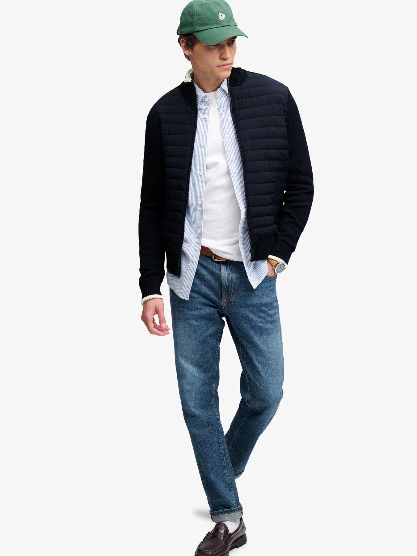 Image 3 of 7 of Superdry Mens Straight Baffle Hybrid Jacket - Navy
