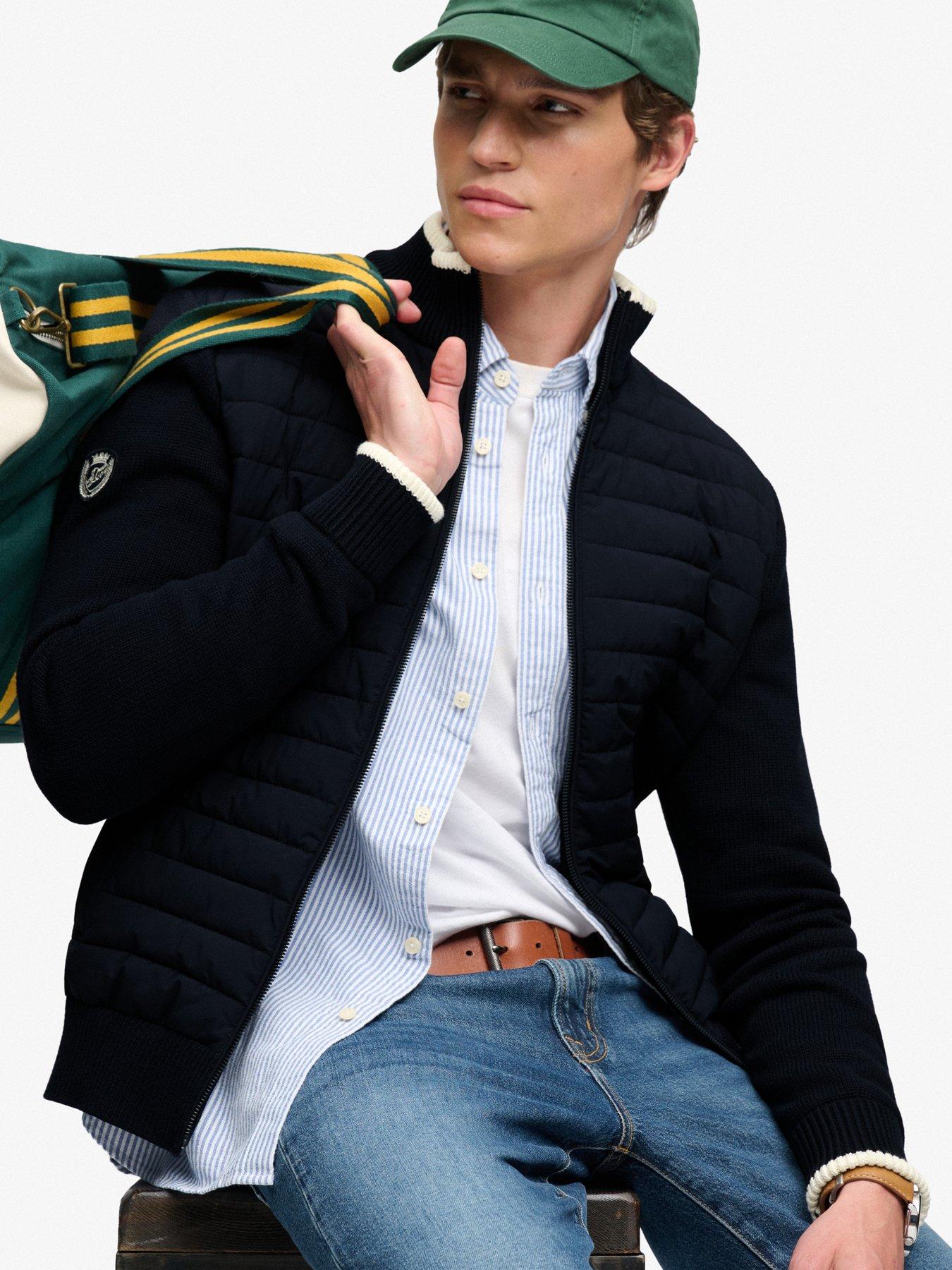 Image 4 of 7 of Superdry Mens Straight Baffle Hybrid Jacket - Navy