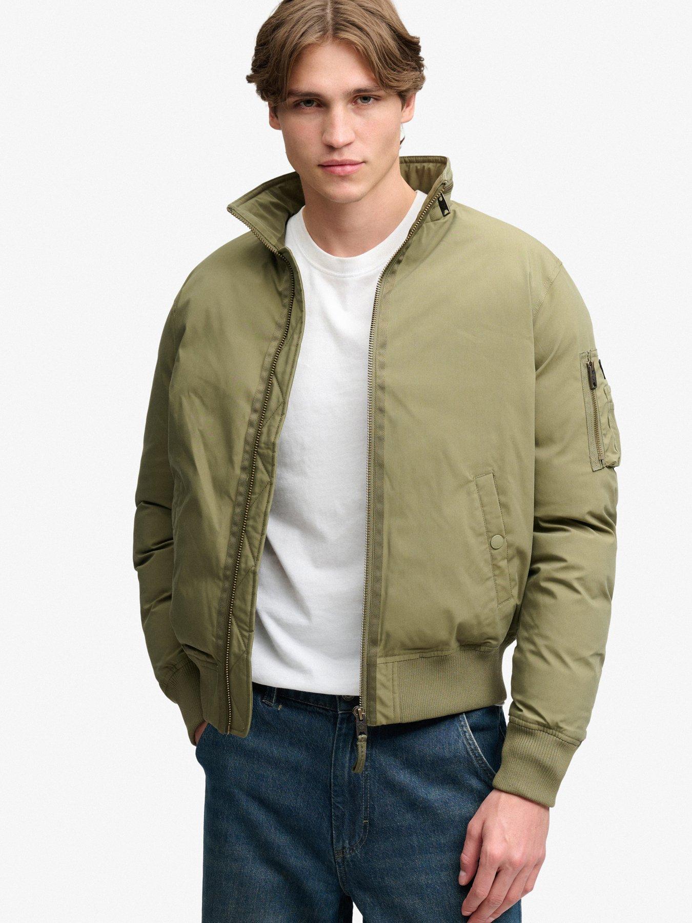 Image 1 of 7 of Superdry Mens MA1 Water-Repellent Relaxed Fit Bomber Jacket - Green