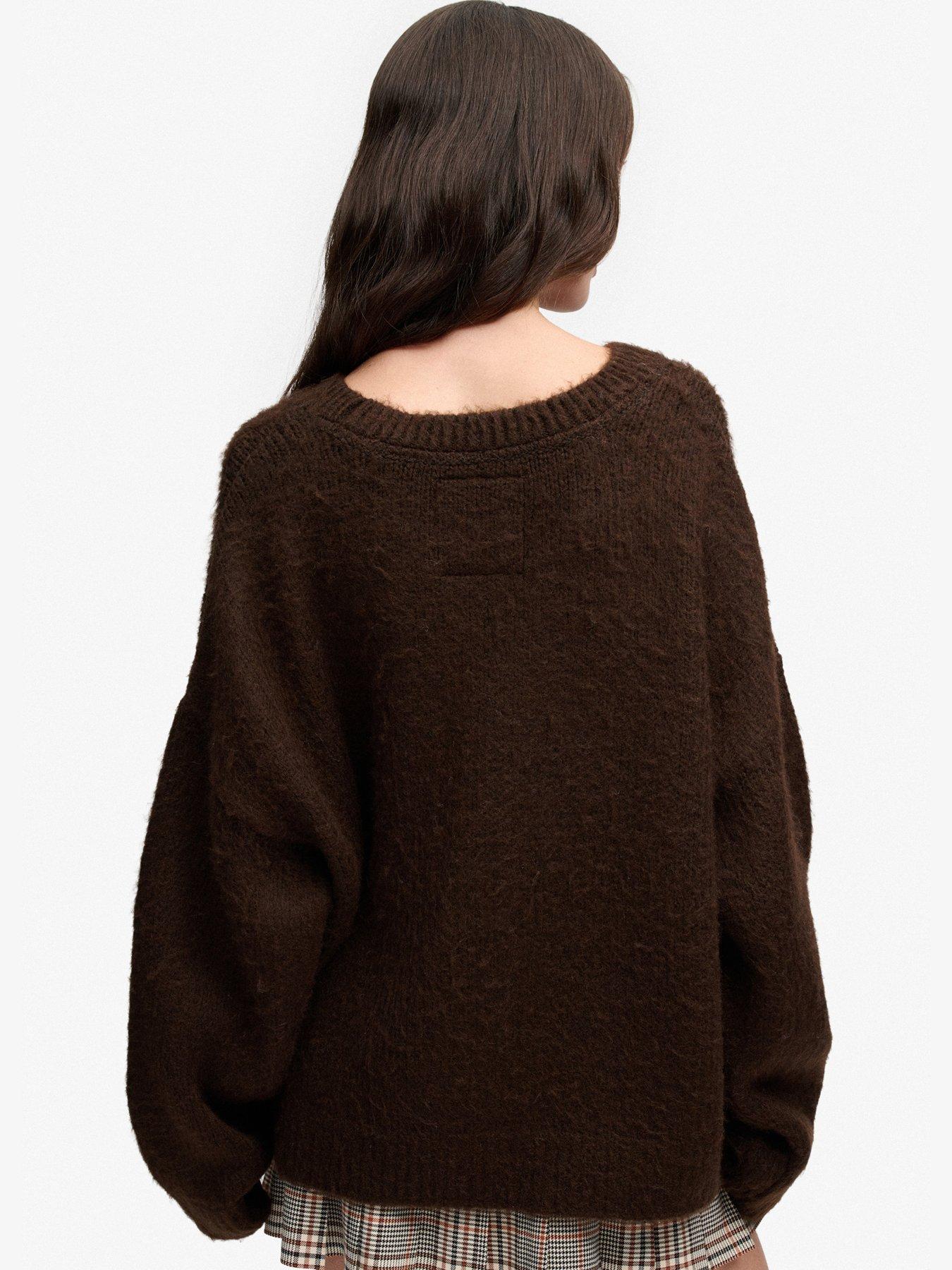 Image 2 of 7 of Superdry Womens Slouchy Brushed Oversized Knitted Jumper - Brown