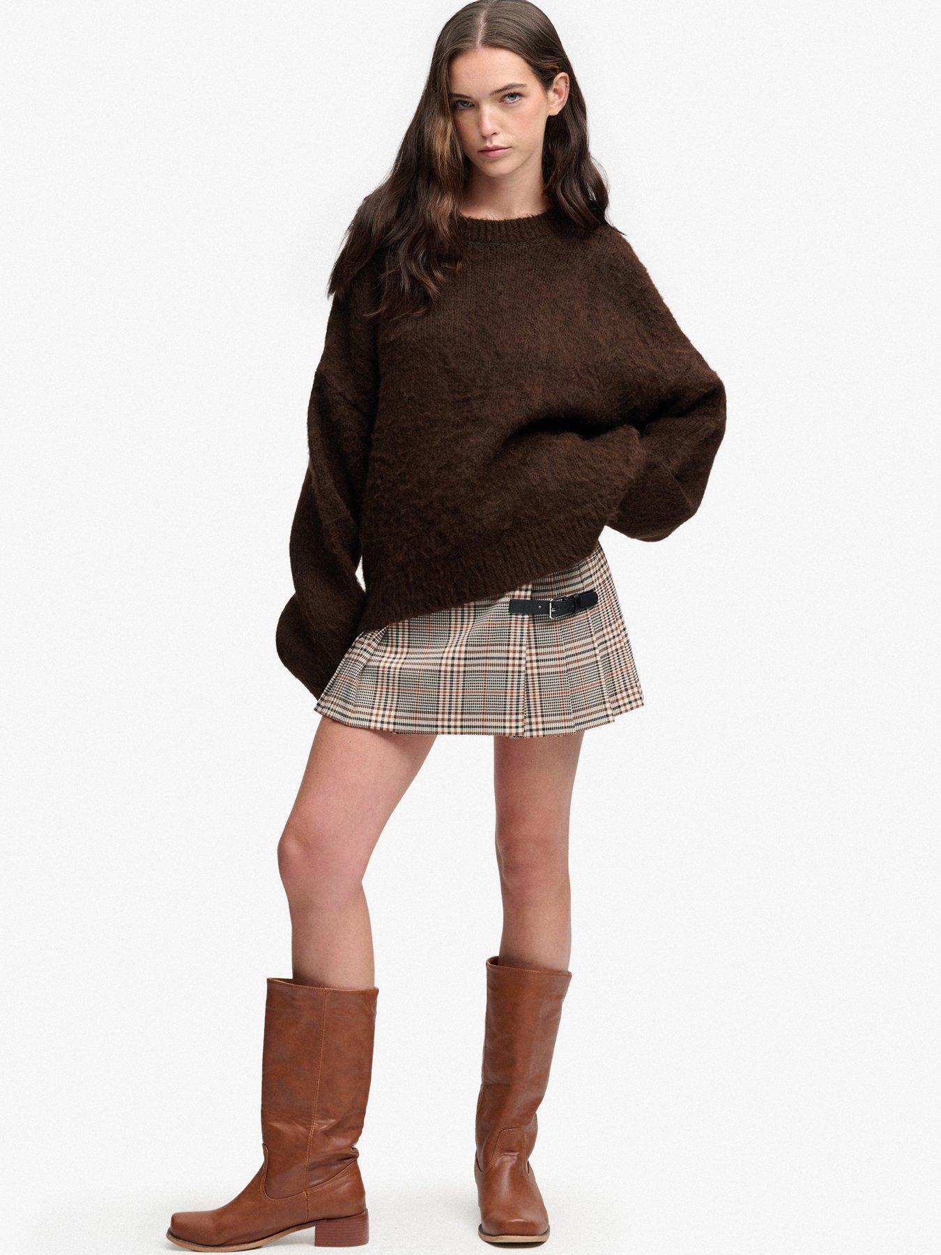 Image 3 of 7 of Superdry Womens Slouchy Brushed Oversized Knitted Jumper - Brown