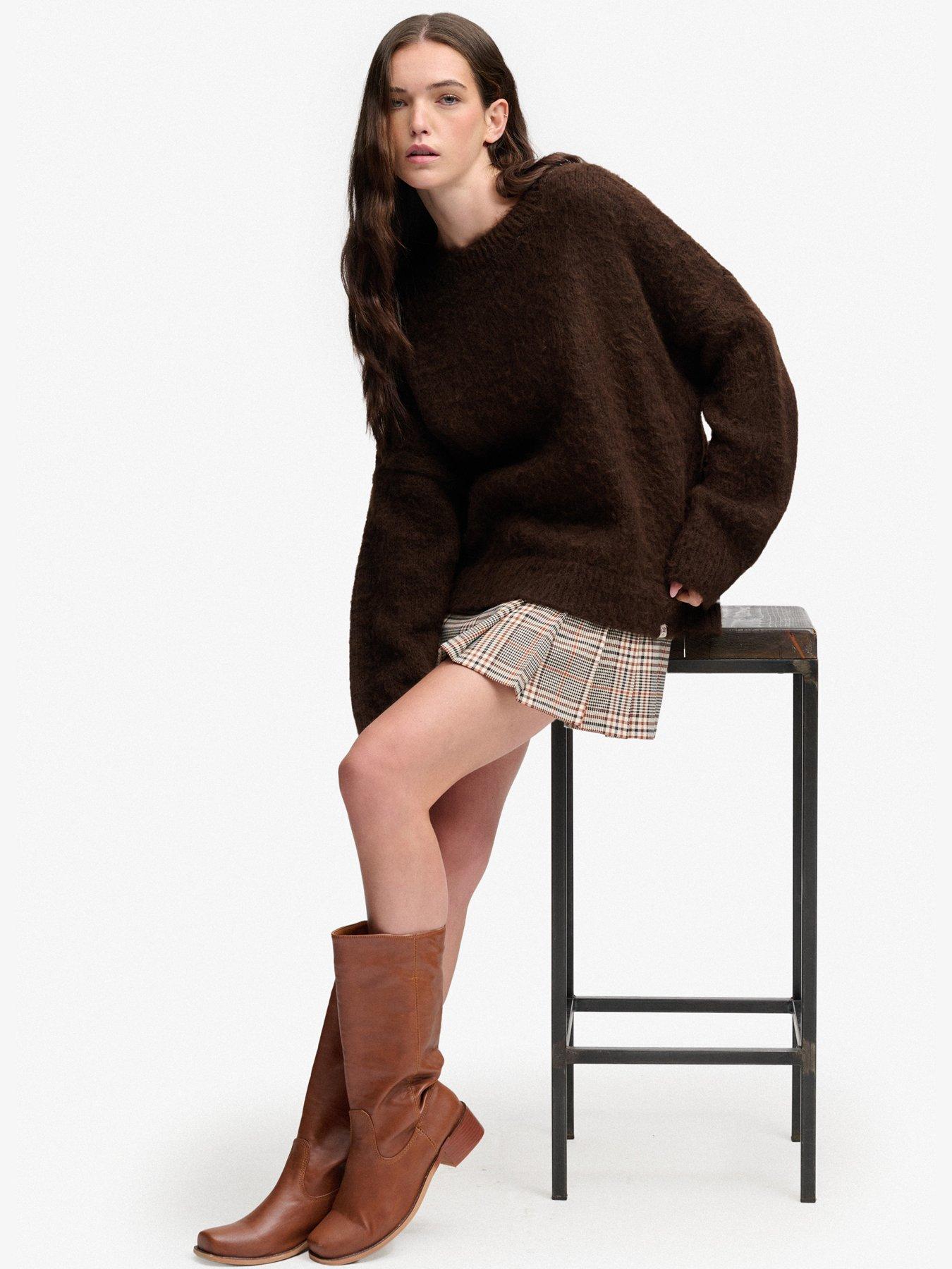 Image 5 of 7 of Superdry Womens Slouchy Brushed Oversized Knitted Jumper - Brown