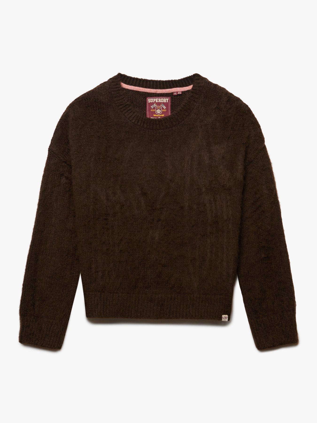 Image 7 of 7 of Superdry Womens Slouchy Brushed Oversized Knitted Jumper - Brown