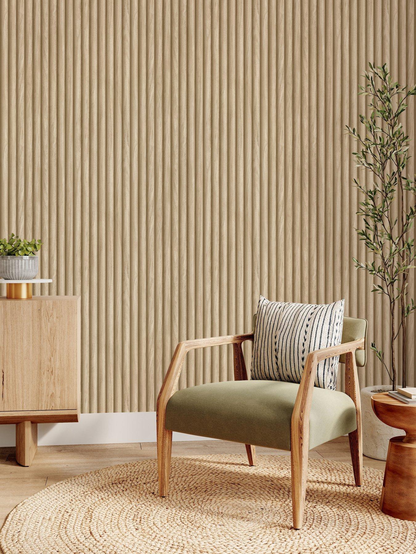 Image 1 of 5 of Fine Decor Natural Fluted Wood Wallpaper