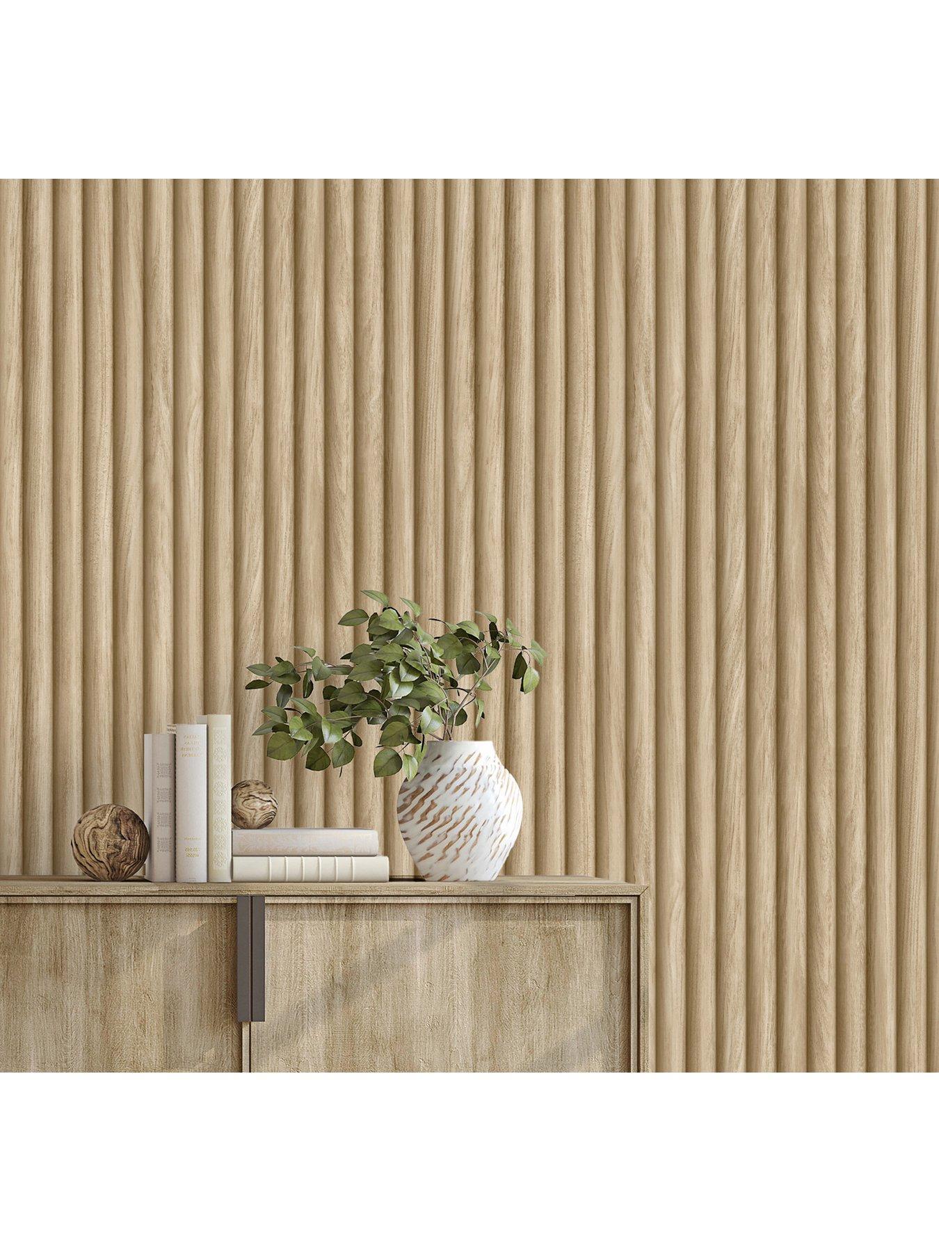 Image 3 of 5 of Fine Decor Natural Fluted Wood Wallpaper