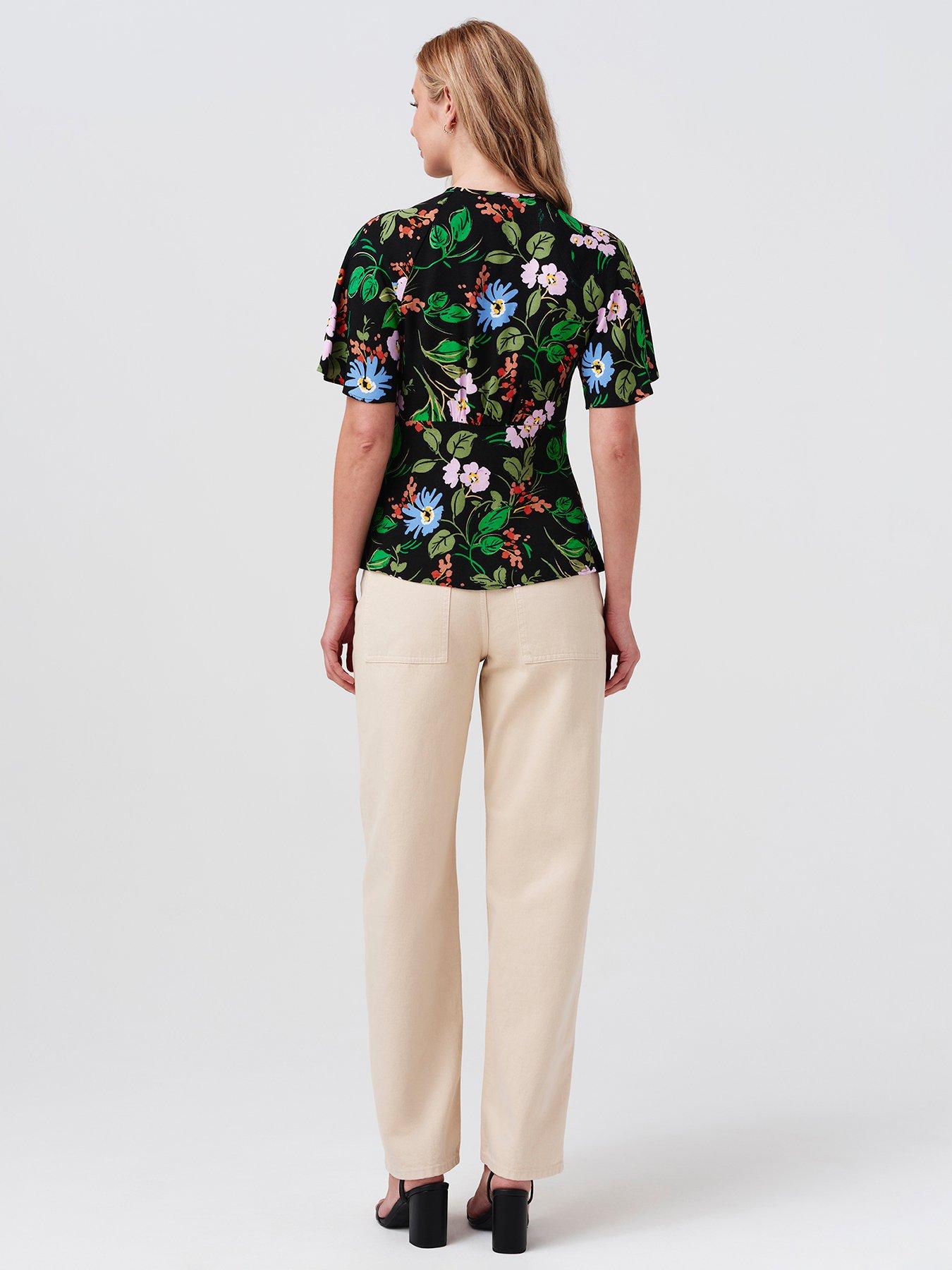 Image 2 of 7 of Ghost Womens Frida Tie Neck Flutter Sleeve Top - Black