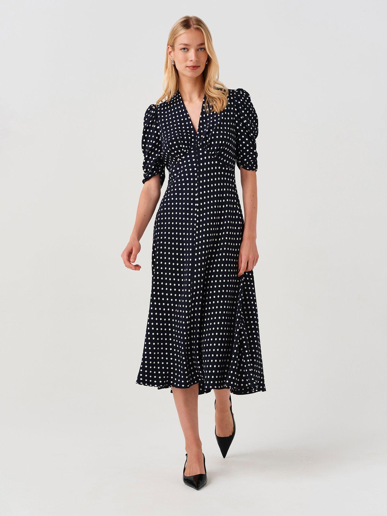 Image 1 of 7 of Ghost Navy Spot Mia Dress