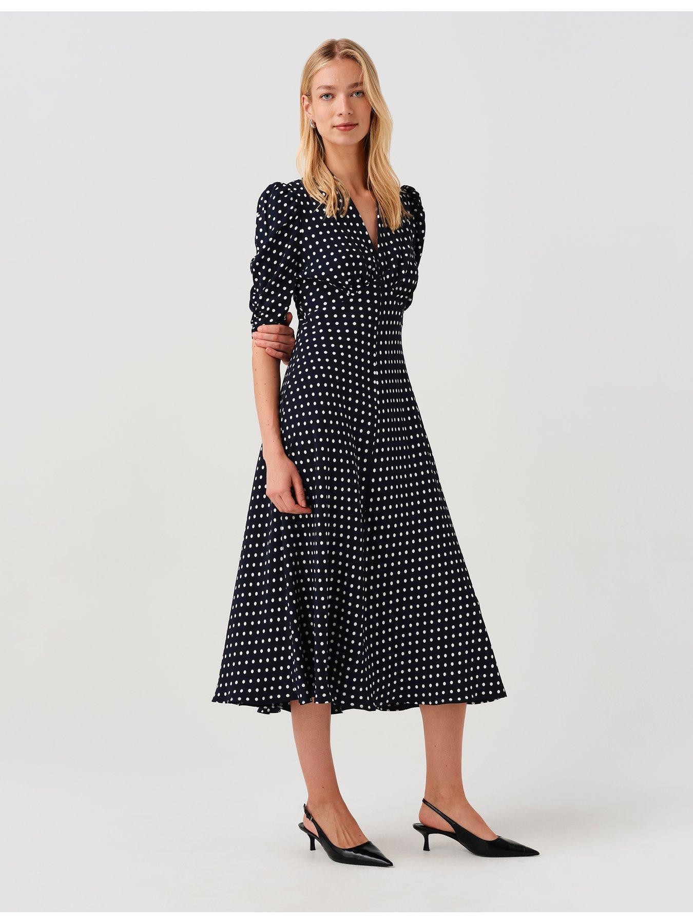 Image 3 of 7 of Ghost Navy Spot Mia Dress