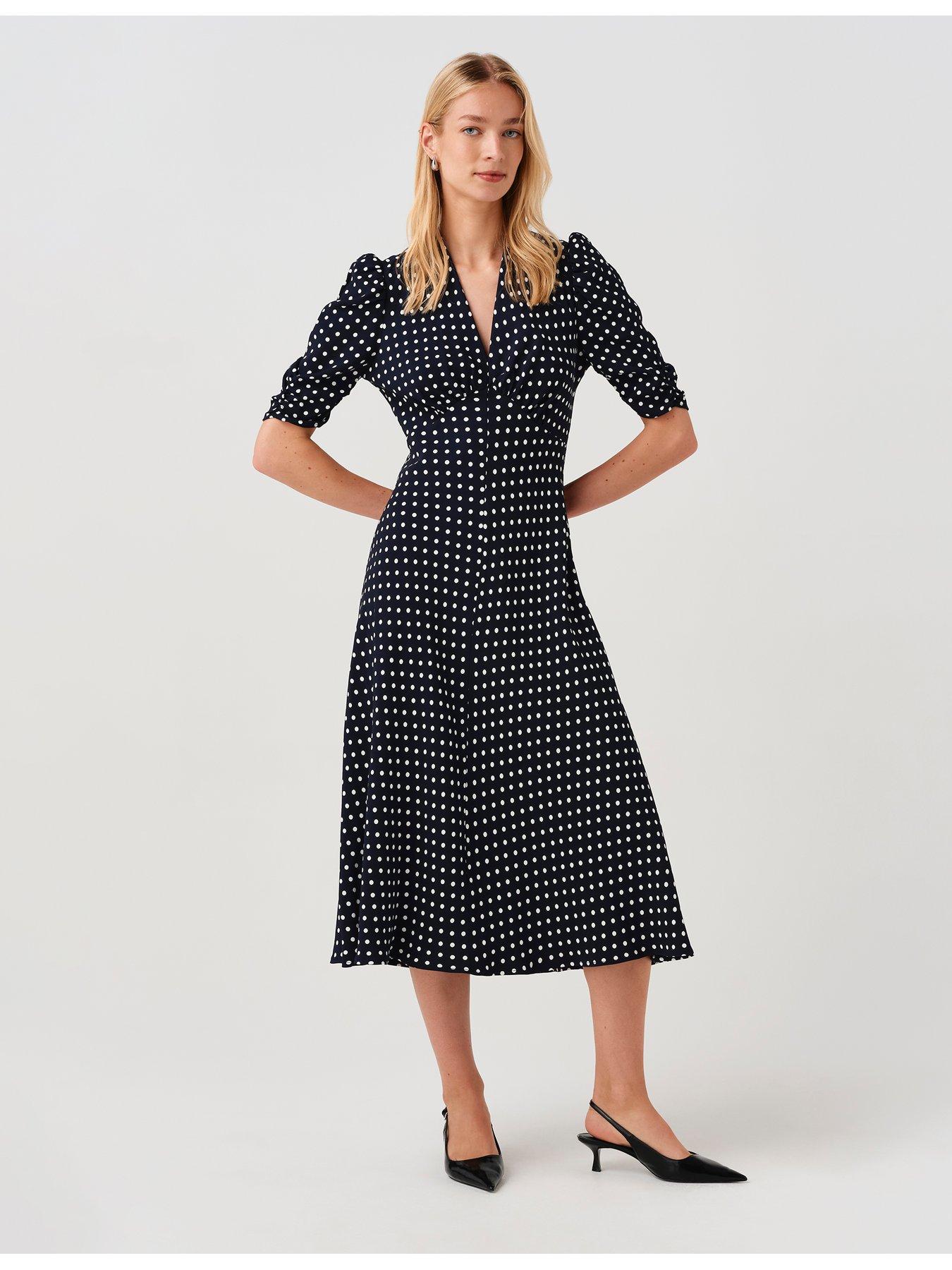 Image 4 of 7 of Ghost Navy Spot Mia Dress