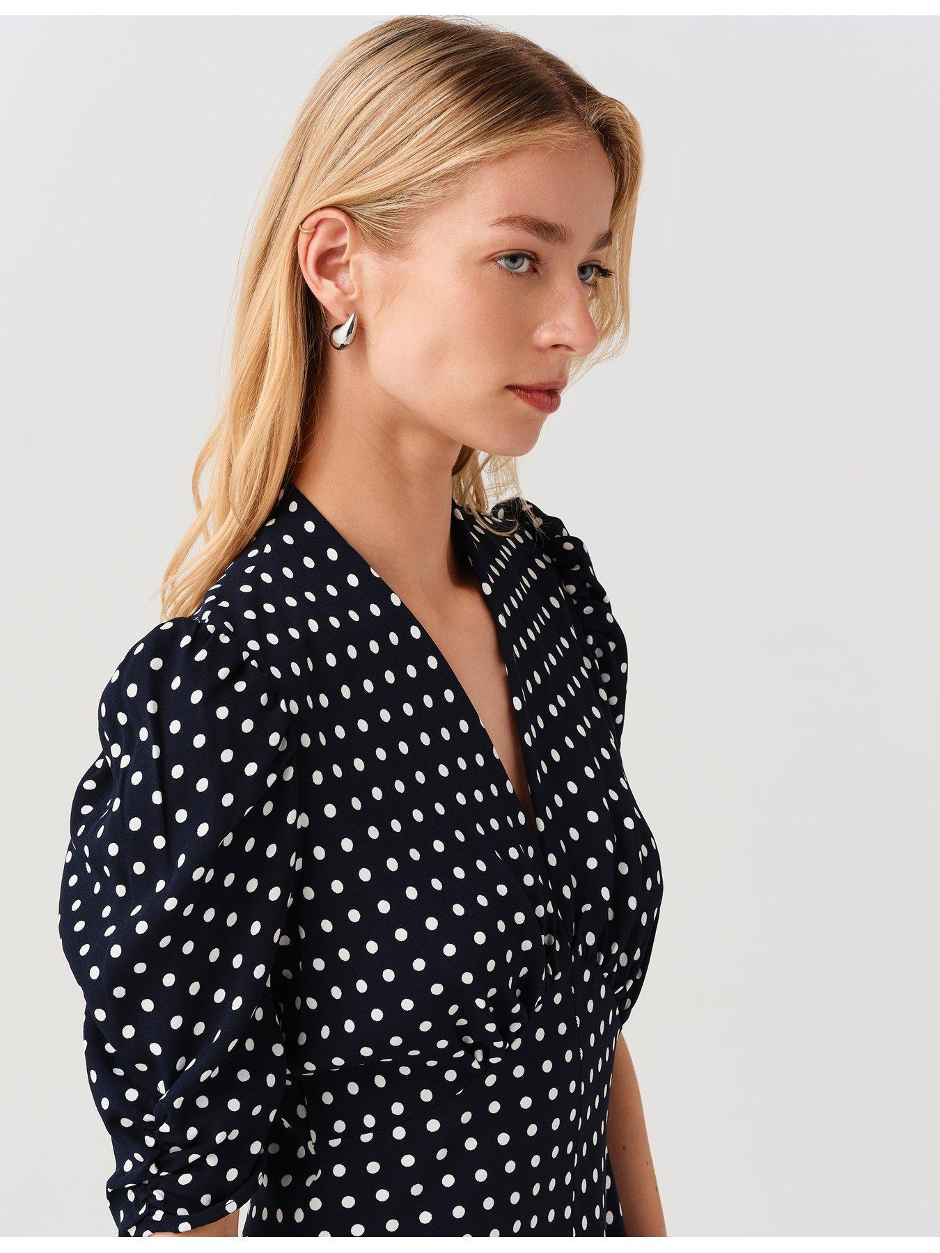 Image 6 of 7 of Ghost Navy Spot Mia Dress