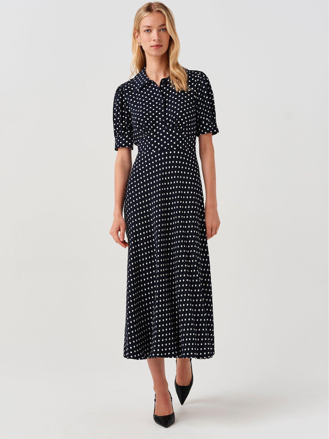 Image 1 of 7 of Ghost Navy Spot Wilma Dress
