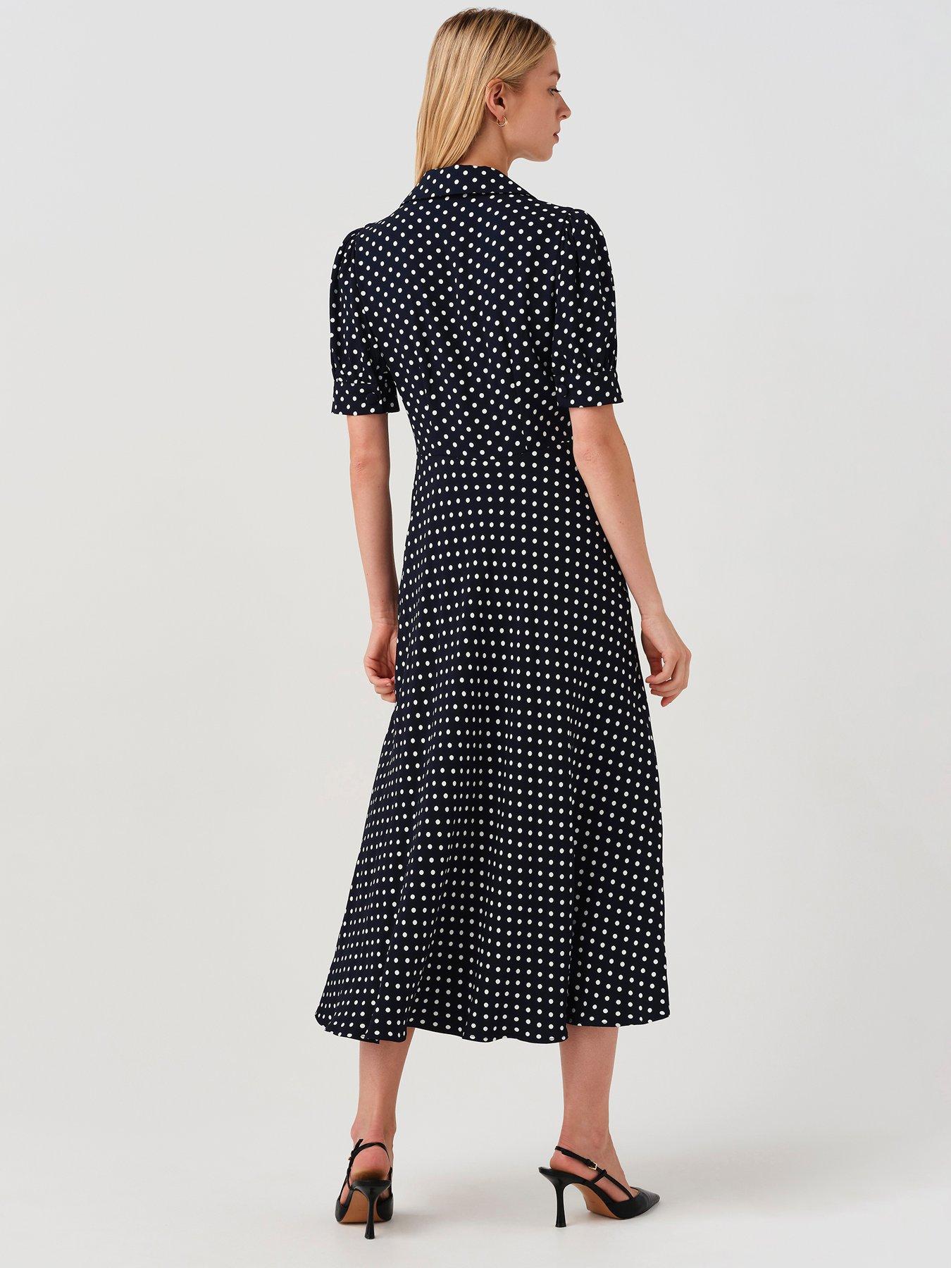 Image 2 of 7 of Ghost Navy Spot Wilma Dress