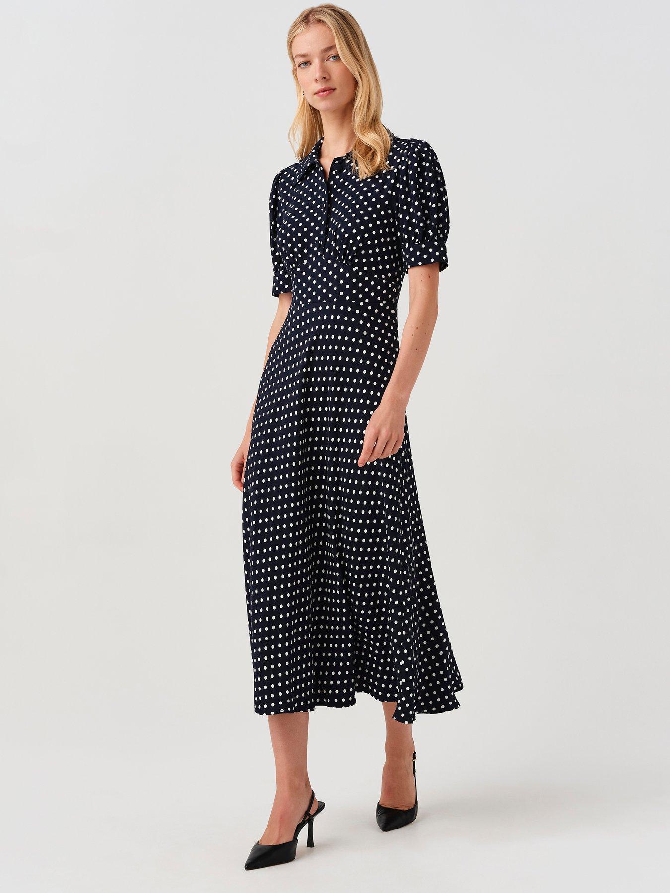 Image 3 of 7 of Ghost Navy Spot Wilma Dress