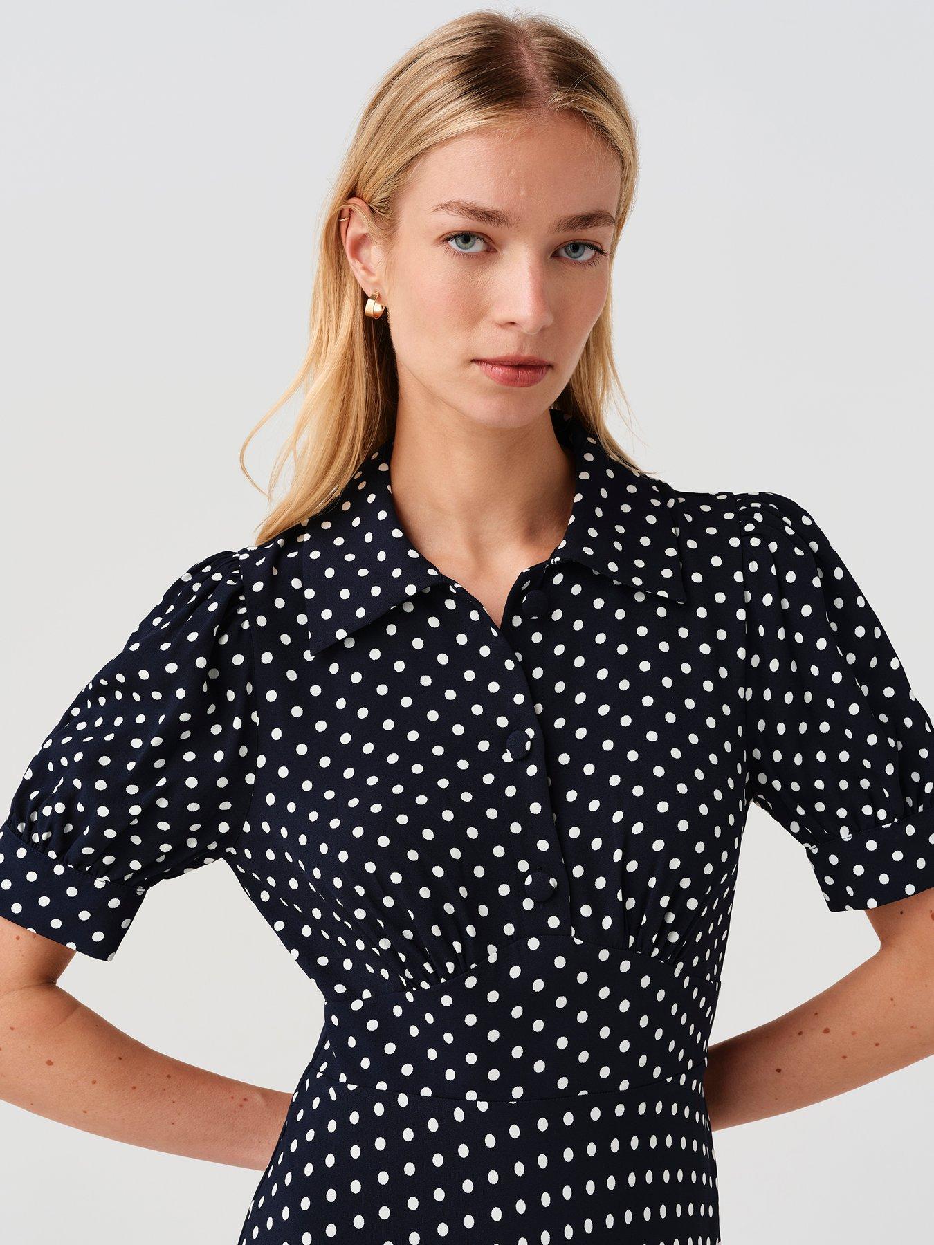 Image 4 of 7 of Ghost Navy Spot Wilma Dress