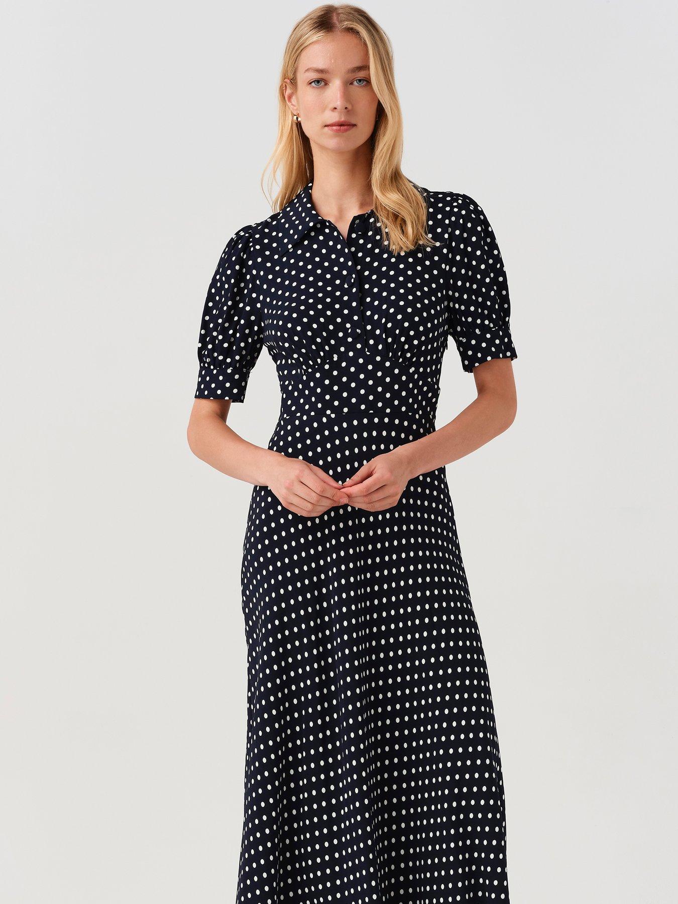 Image 5 of 7 of Ghost Navy Spot Wilma Dress