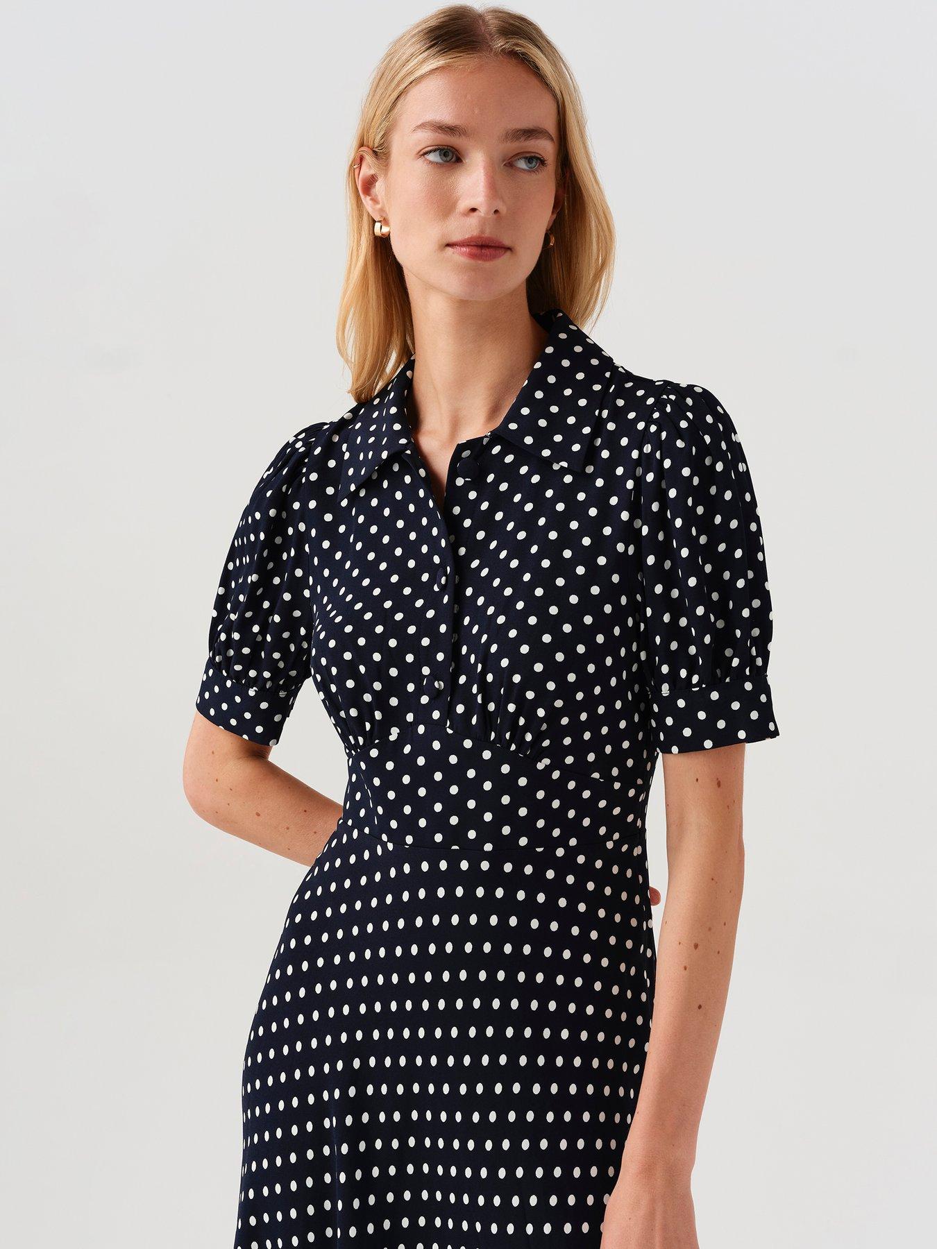 Image 6 of 7 of Ghost Navy Spot Wilma Dress