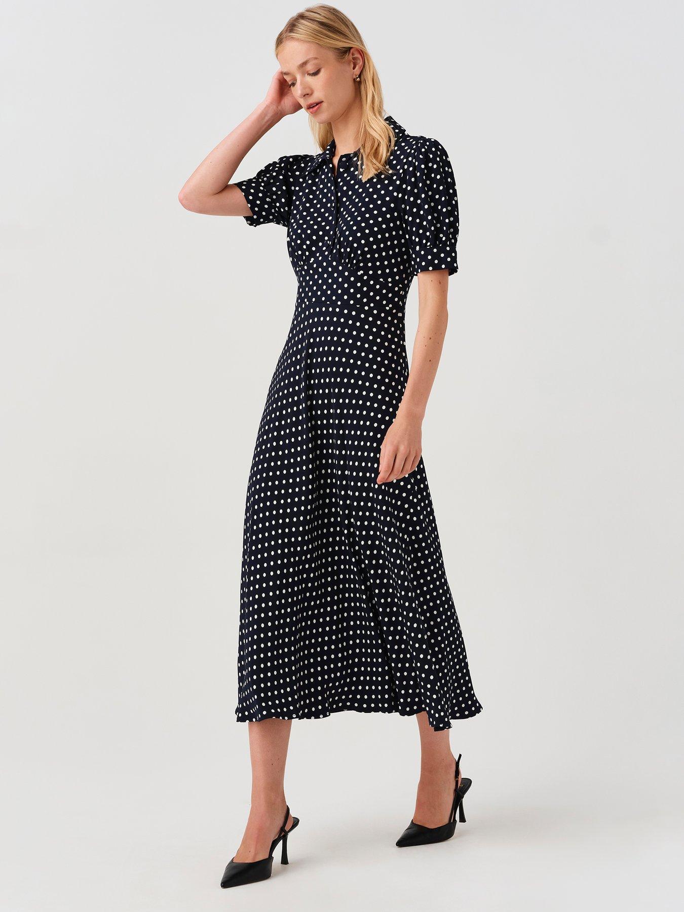 Image 7 of 7 of Ghost Navy Spot Wilma Dress