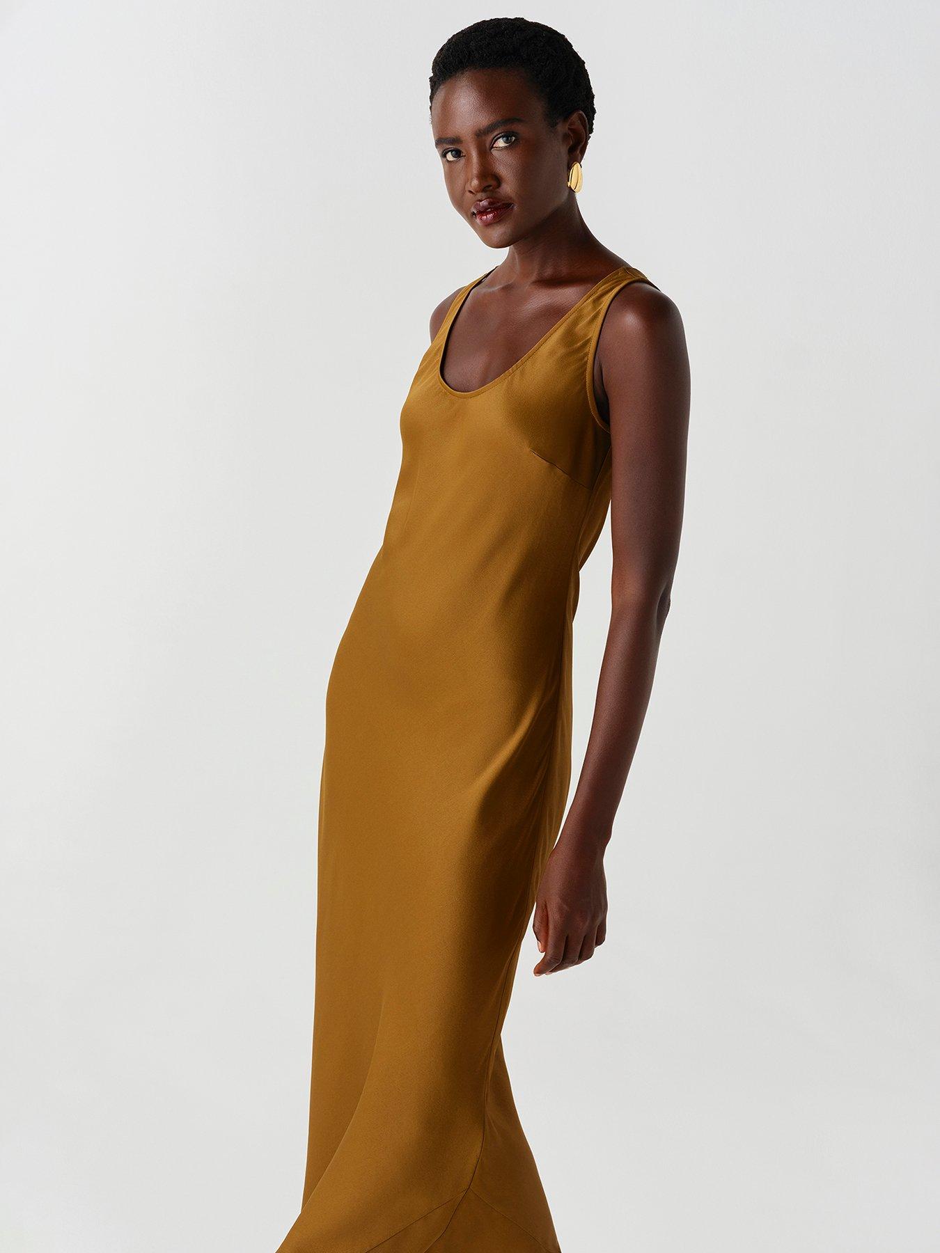 Ghost Womens Moss Palm Bias-Cut Midi Dress - Green | Littlewoods