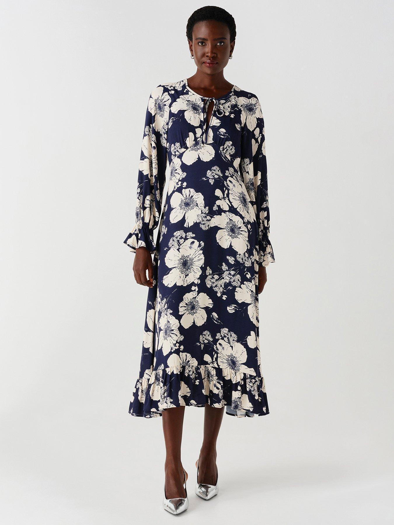 Image 1 of 7 of Ghost Navy Floral Georgie Dress