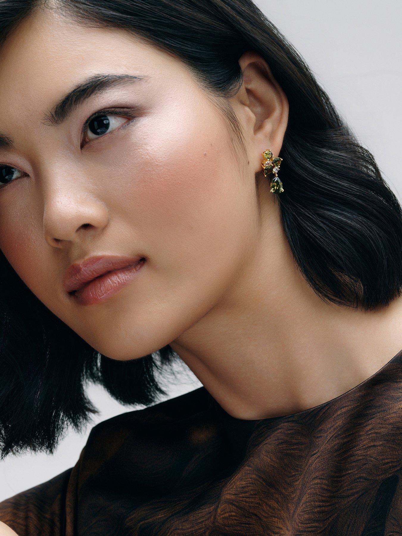 Image 1 of 7 of Cerene VIVE: Crystal Cluster Drop Earrings