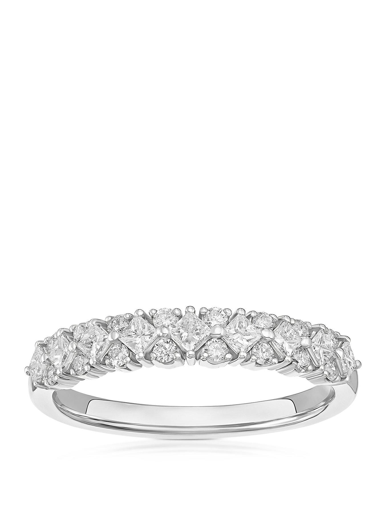 H. Samuel Platinum Princess & Round Eternity 0.50ct Diamond Ring ...