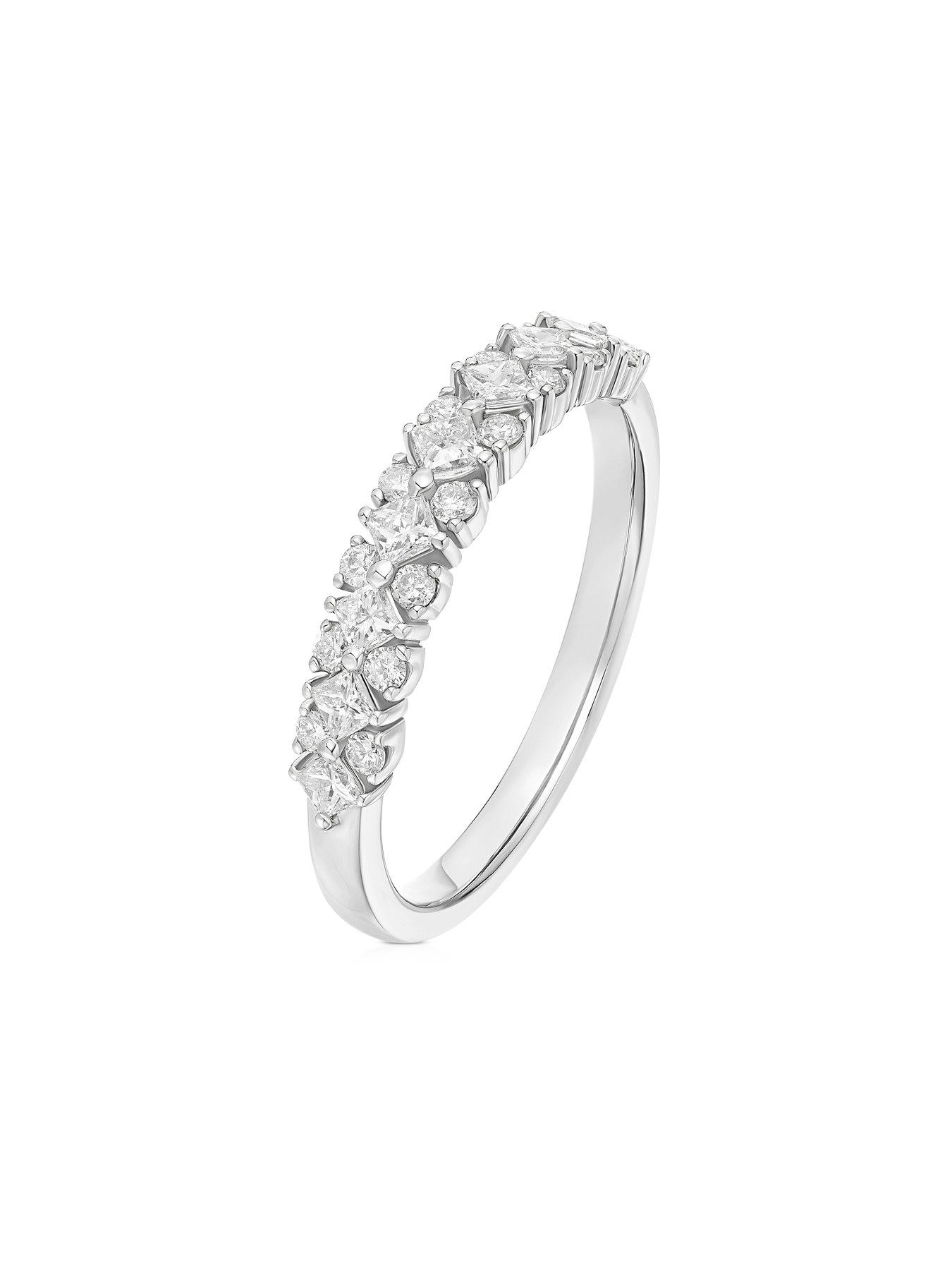 H. Samuel Platinum Princess & Round Eternity 0.50ct Diamond Ring ...