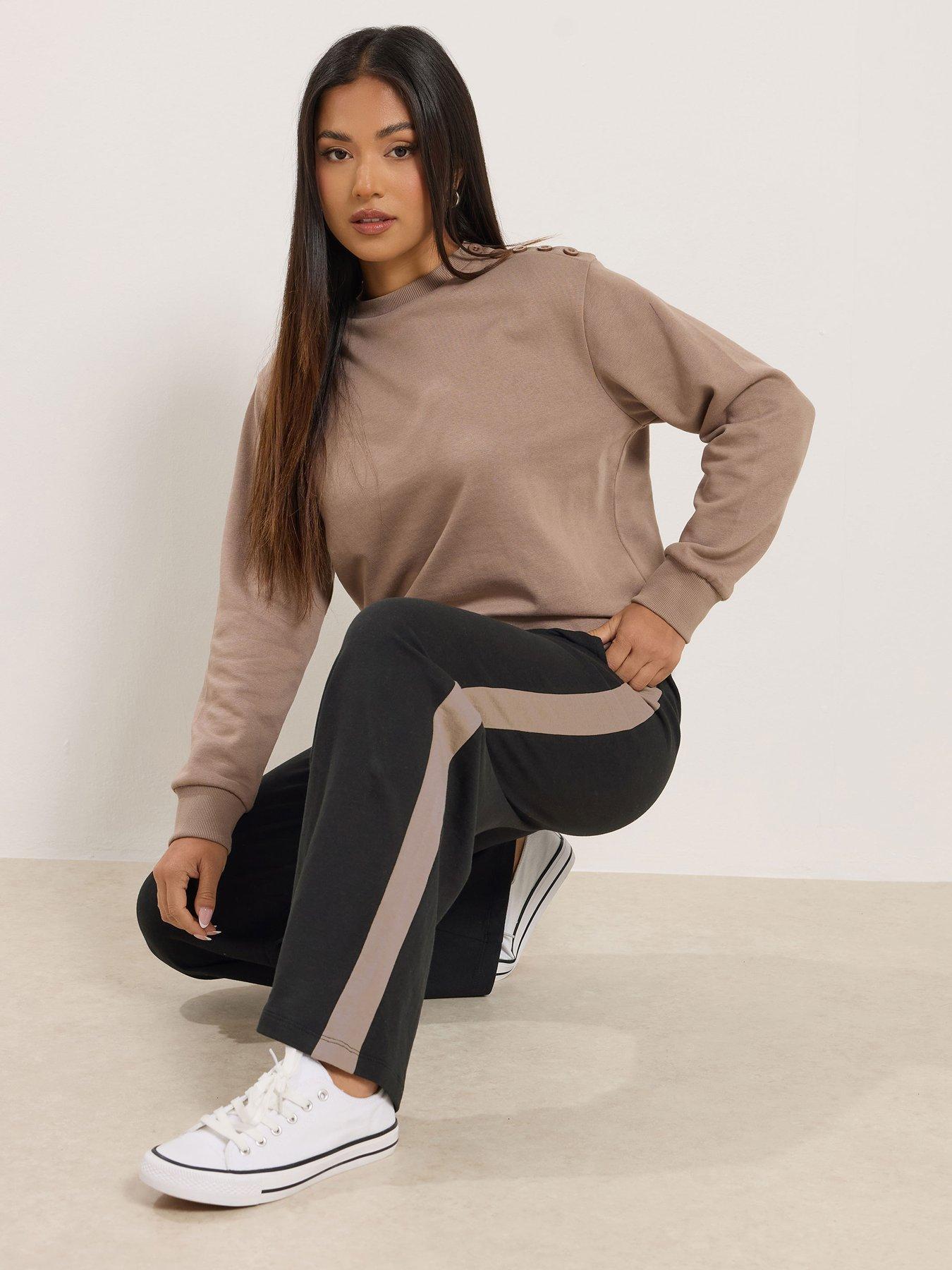 Image 3 of 4 of M&Co Petite Petite Side Stripe Cotton Wide Leg Jogger