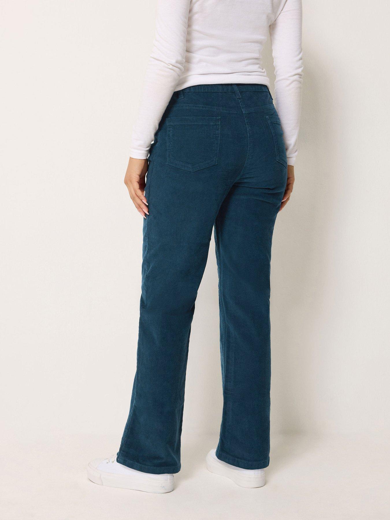Image 2 of 4 of M&Co Petite Womens Petite 27 Inch Straight Leg Corduroy Trousers - Blue
