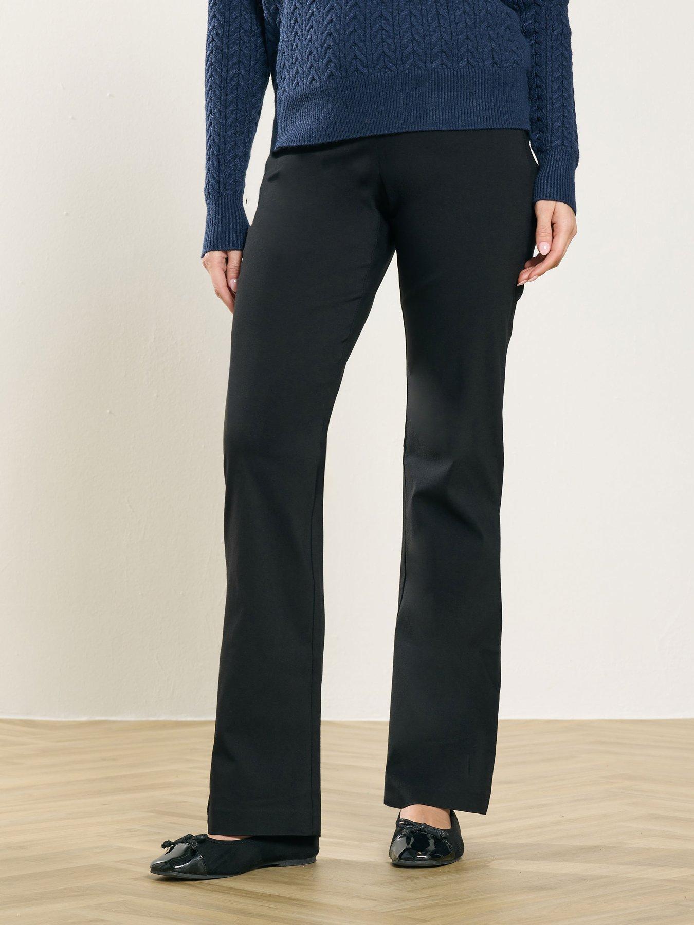 Image 1 of 4 of M&Co Petite Womens Petite Bootcut Pull-On Bengaline Trousers - Blue