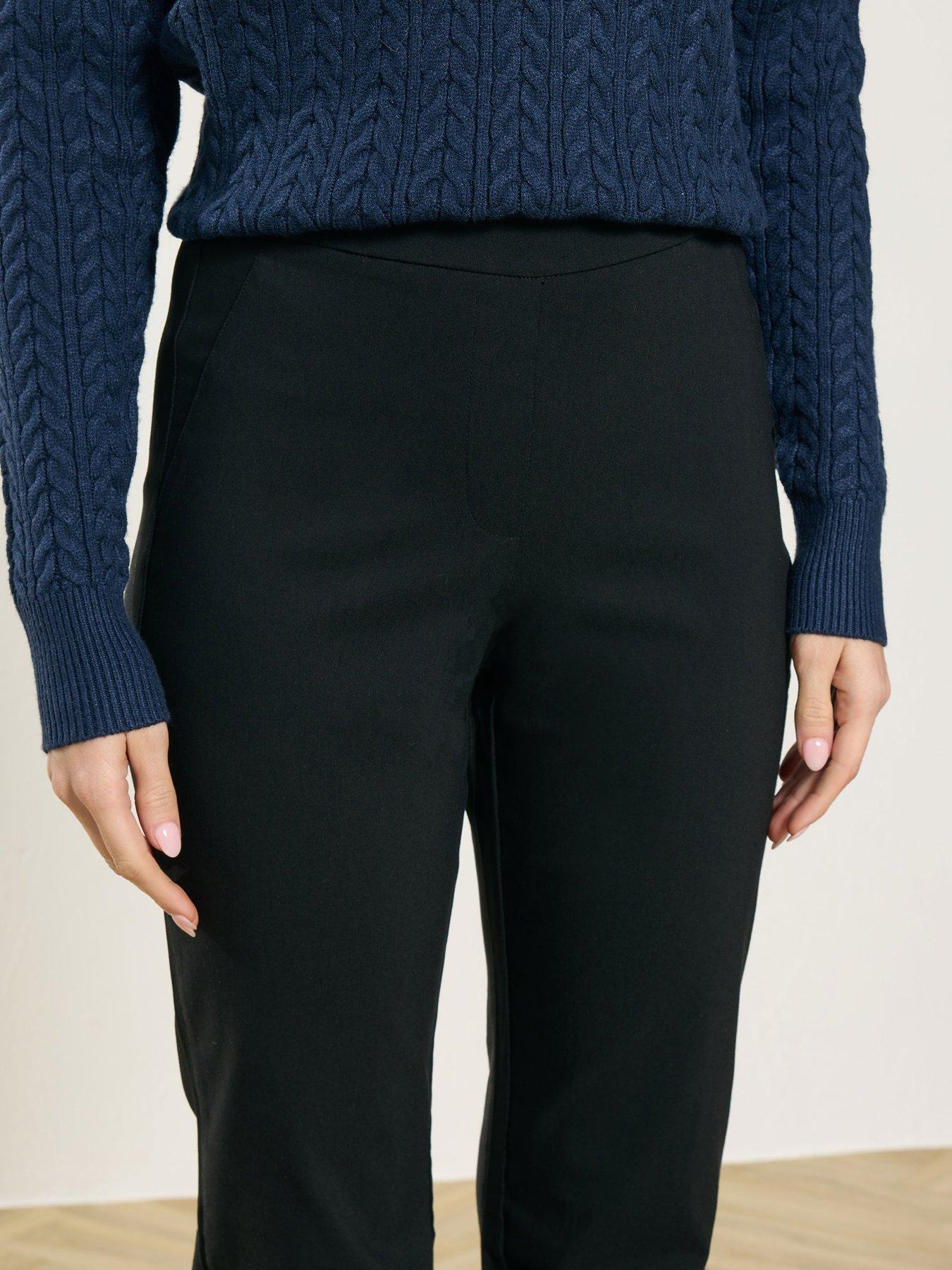 Image 4 of 4 of M&Co Petite Womens Petite Bootcut Pull-On Bengaline Trousers - Blue