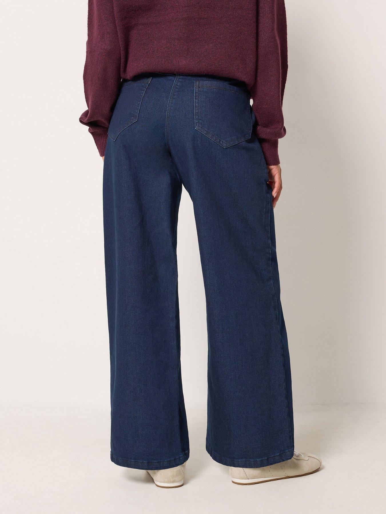 Image 2 of 4 of M&Co Petite Womens Petite Indigo 27 Inch Wide Leg Carpenter Jeans - Blue