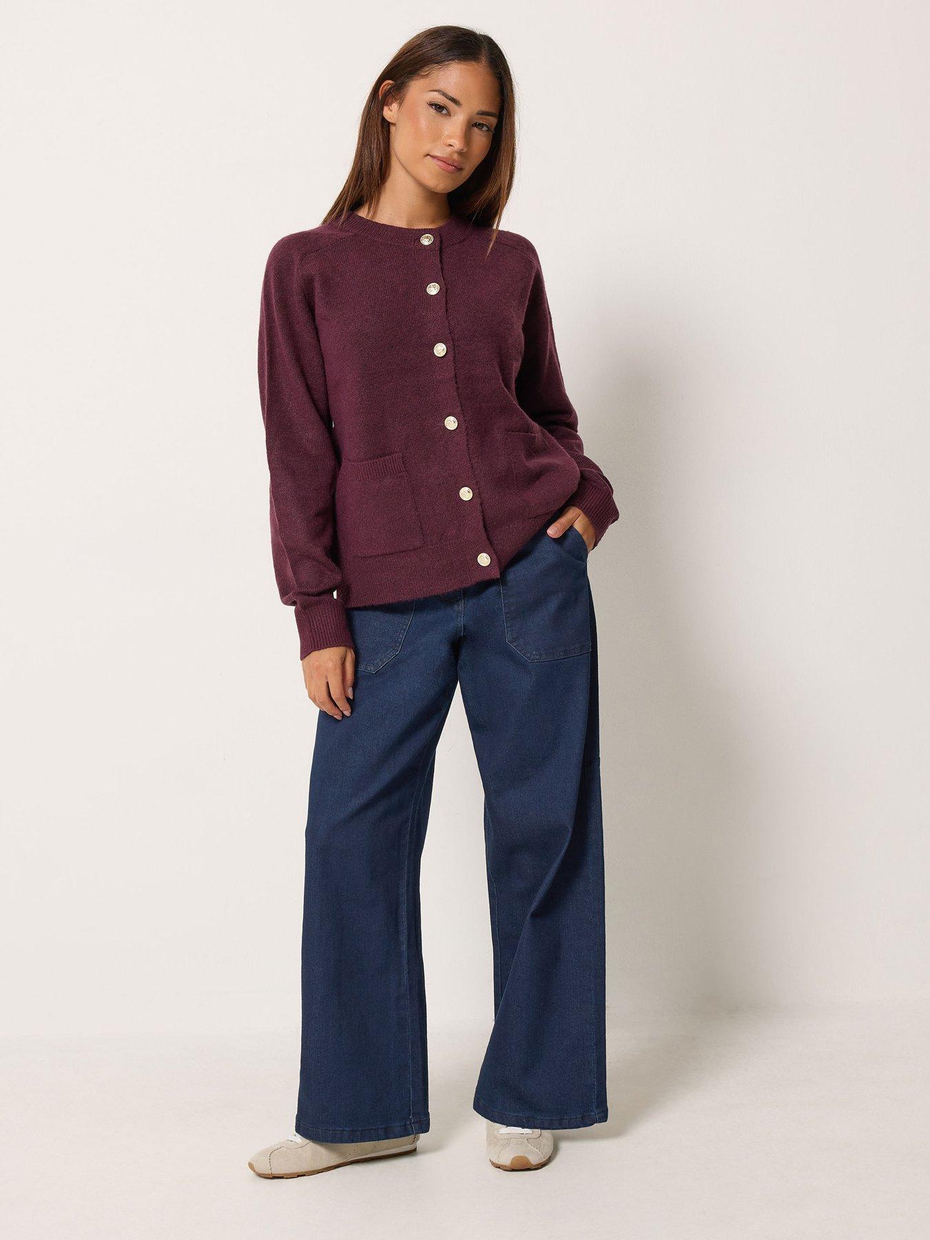 Image 3 of 4 of M&Co Petite Womens Petite Indigo 27 Inch Wide Leg Carpenter Jeans - Blue