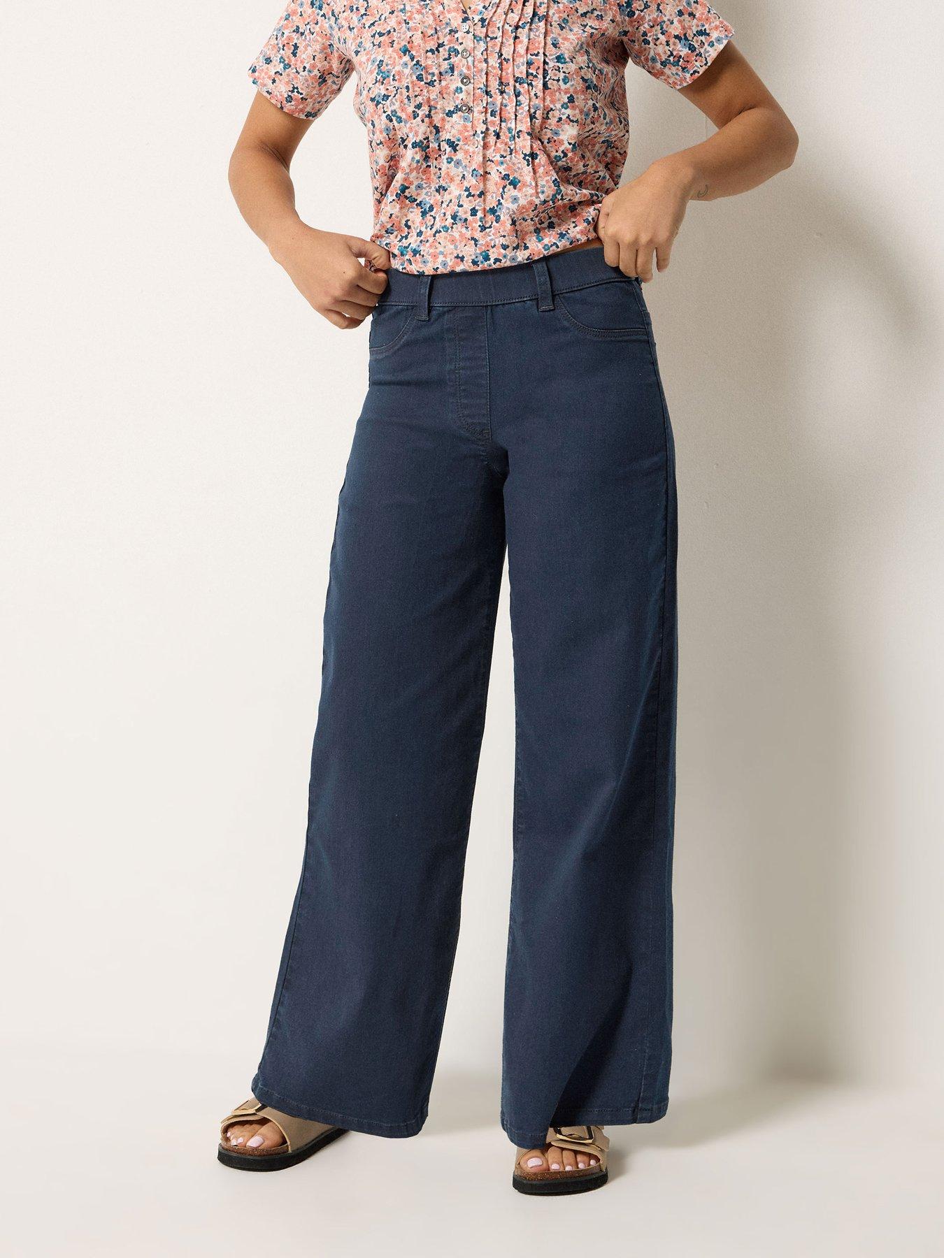 Image 1 of 4 of M&Co Petite Womens Petite Wide Leg Stretch Jegging - Blue