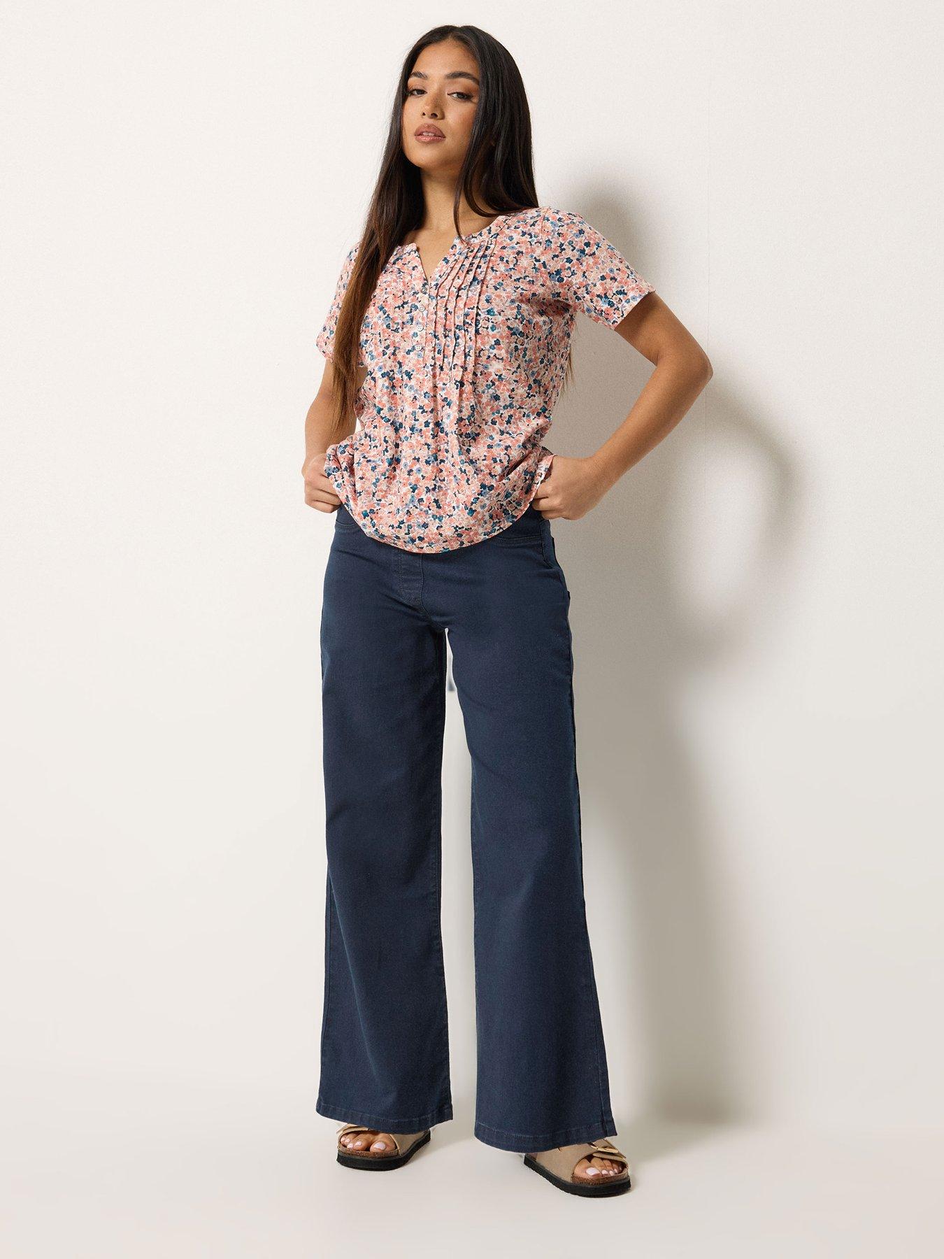 Image 3 of 4 of M&Co Petite Womens Petite Wide Leg Stretch Jegging - Blue