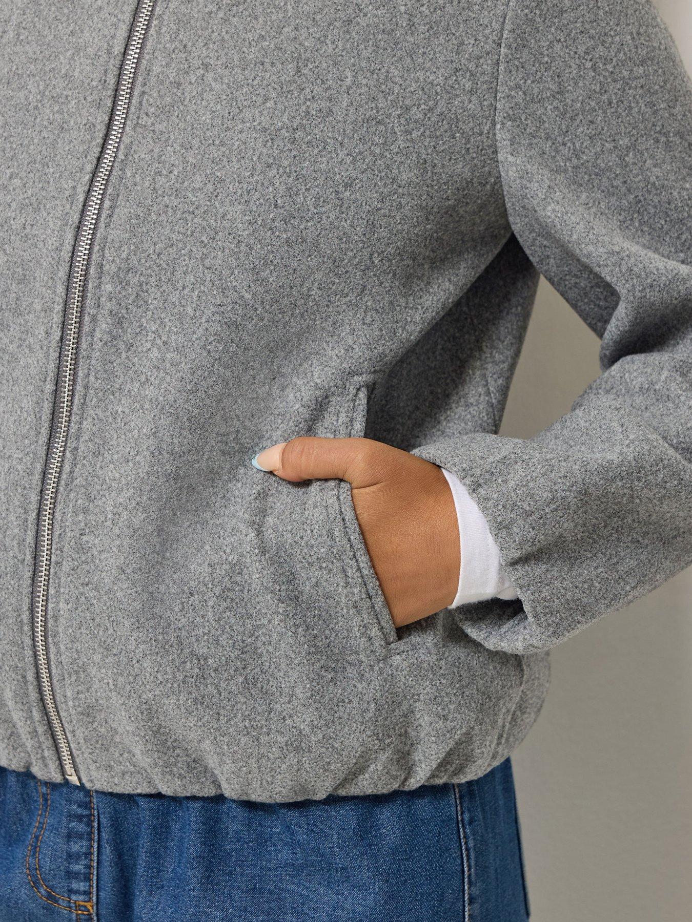 Image 4 of 4 of M&Co Petite Womens Petite Zip Through Jacket - Grey