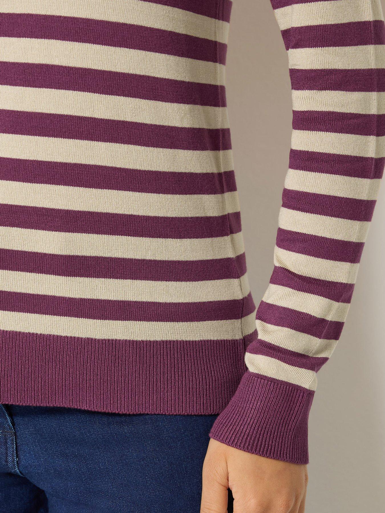 Image 4 of 4 of M&Co Petite Womens Petite Stripe Crew Neck Jumper - Grey