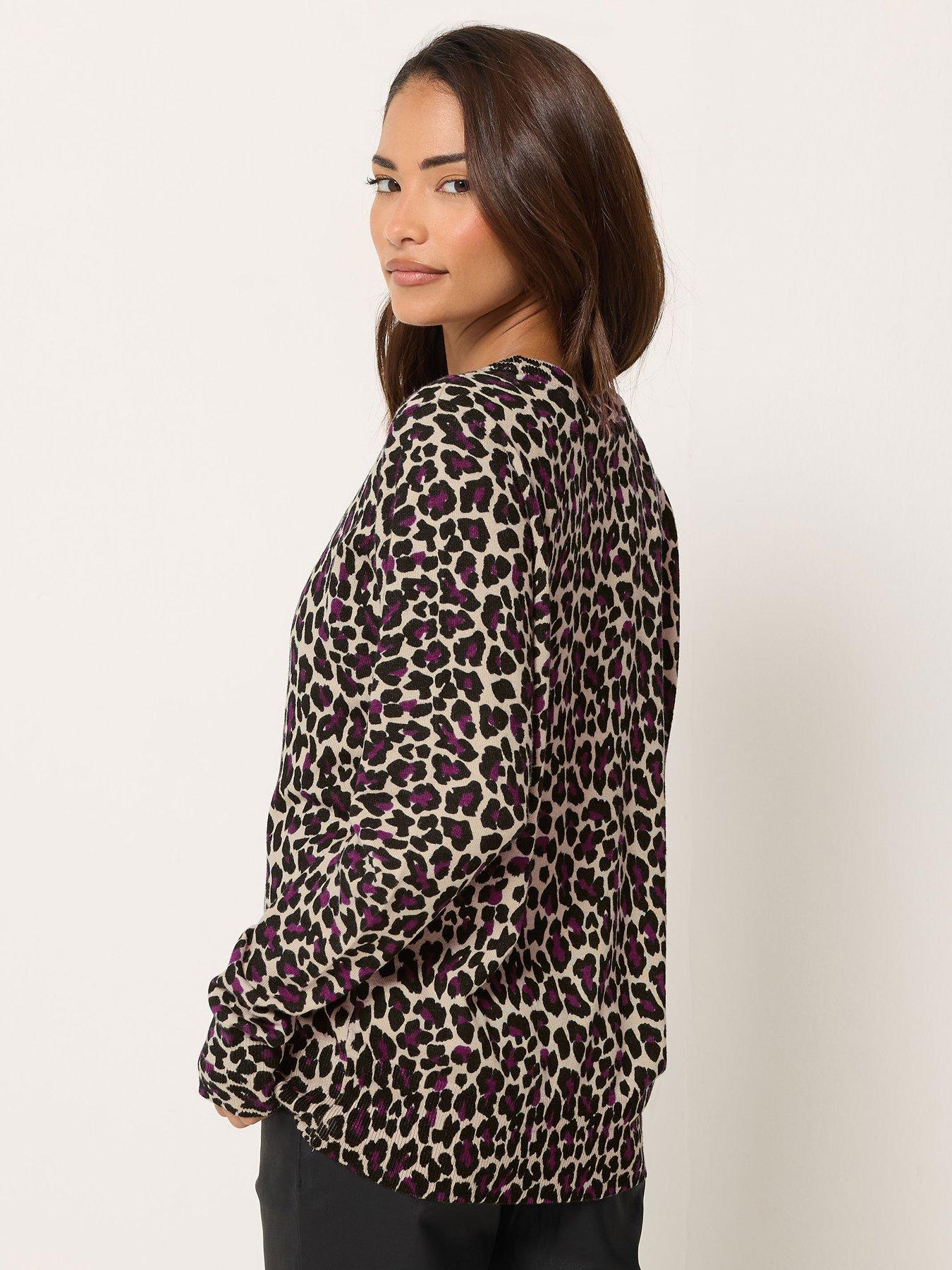 Image 2 of 3 of M&Co Petite Petite Natural Leopard Print Jumper