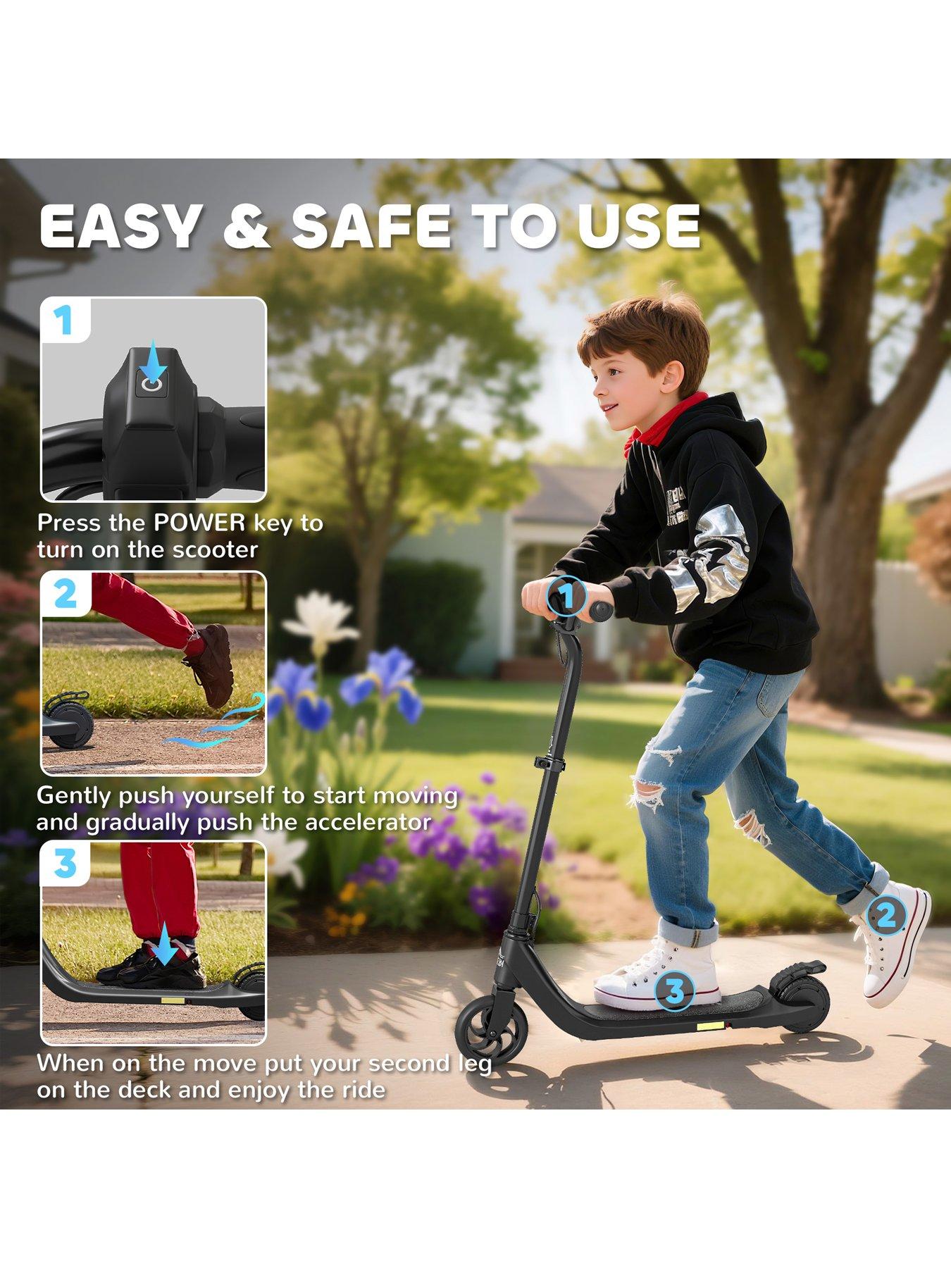 Image 4 of 7 of Homcom HOMCOM Electric Scooter for Kids, Up to 8 KM/H, Adjustable Height, Black