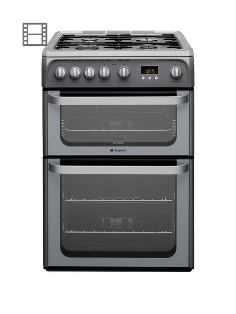 hotpoint-ultima-hug61g-60cm-double-oven-gas-cooker-with-fsd-graphite