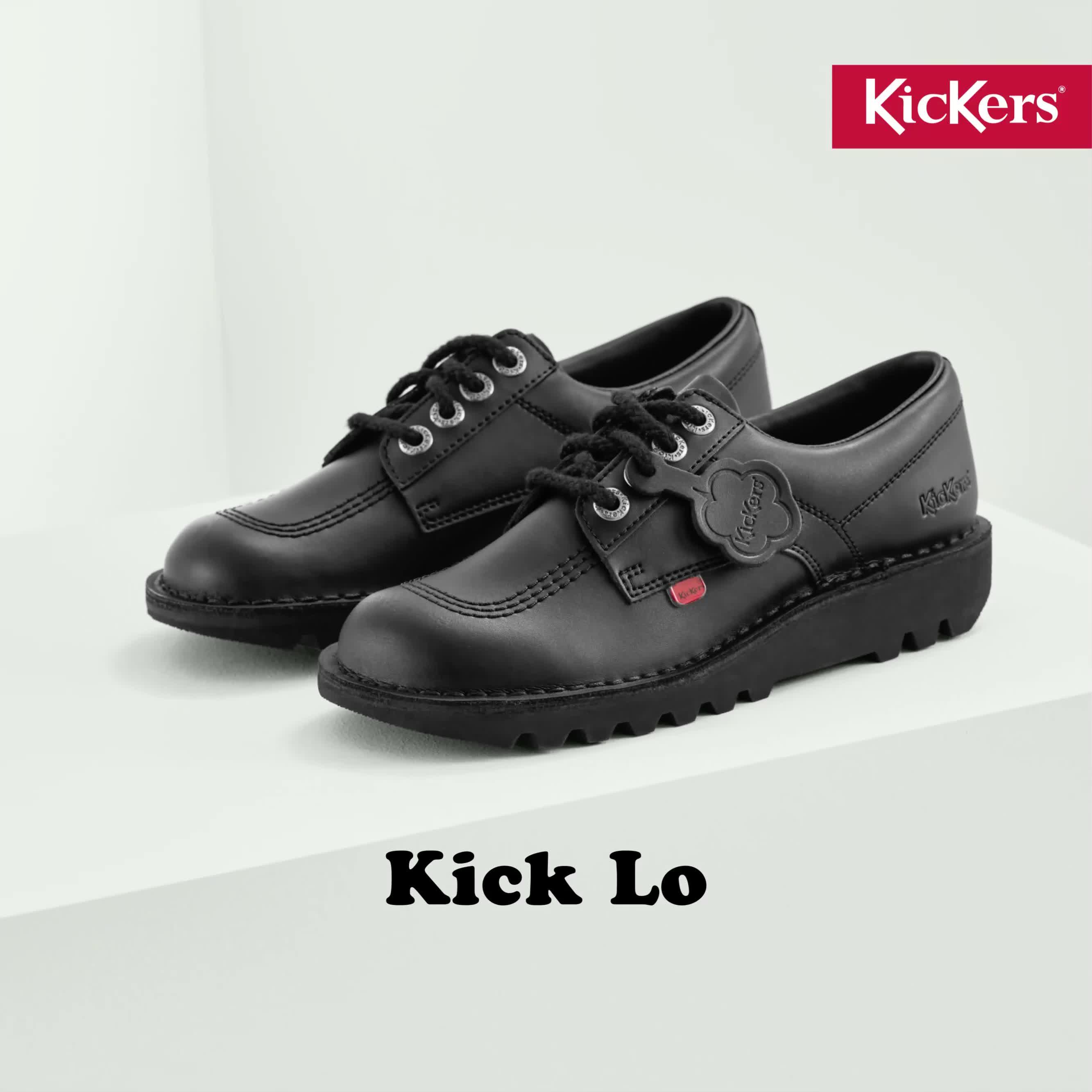 Image thumbnail 8 of 8 of Kickers Leather Lace-up Kick Lo Core School Shoes - Black
