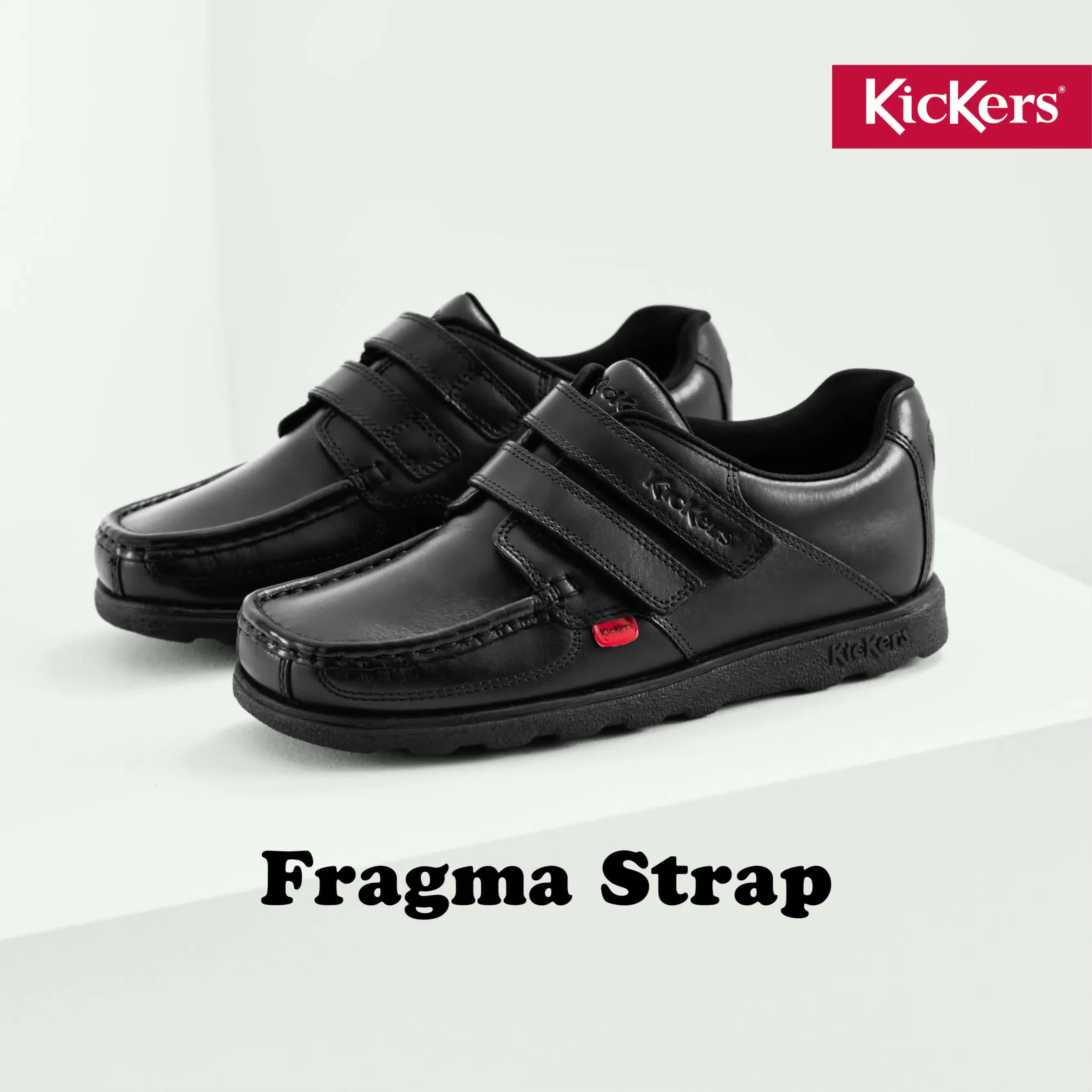 Kickers Boys Fragma Double Strap School Shoes - Black