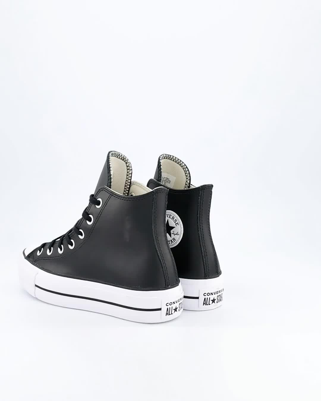 Converse Womens Leather Lift Hi Top Trainers Black Littlewoods