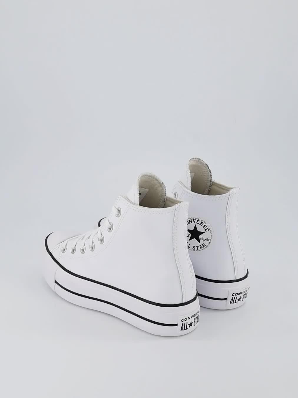 Video of converse-womens-leather-lift-hi-top-trainers-whiteblack
