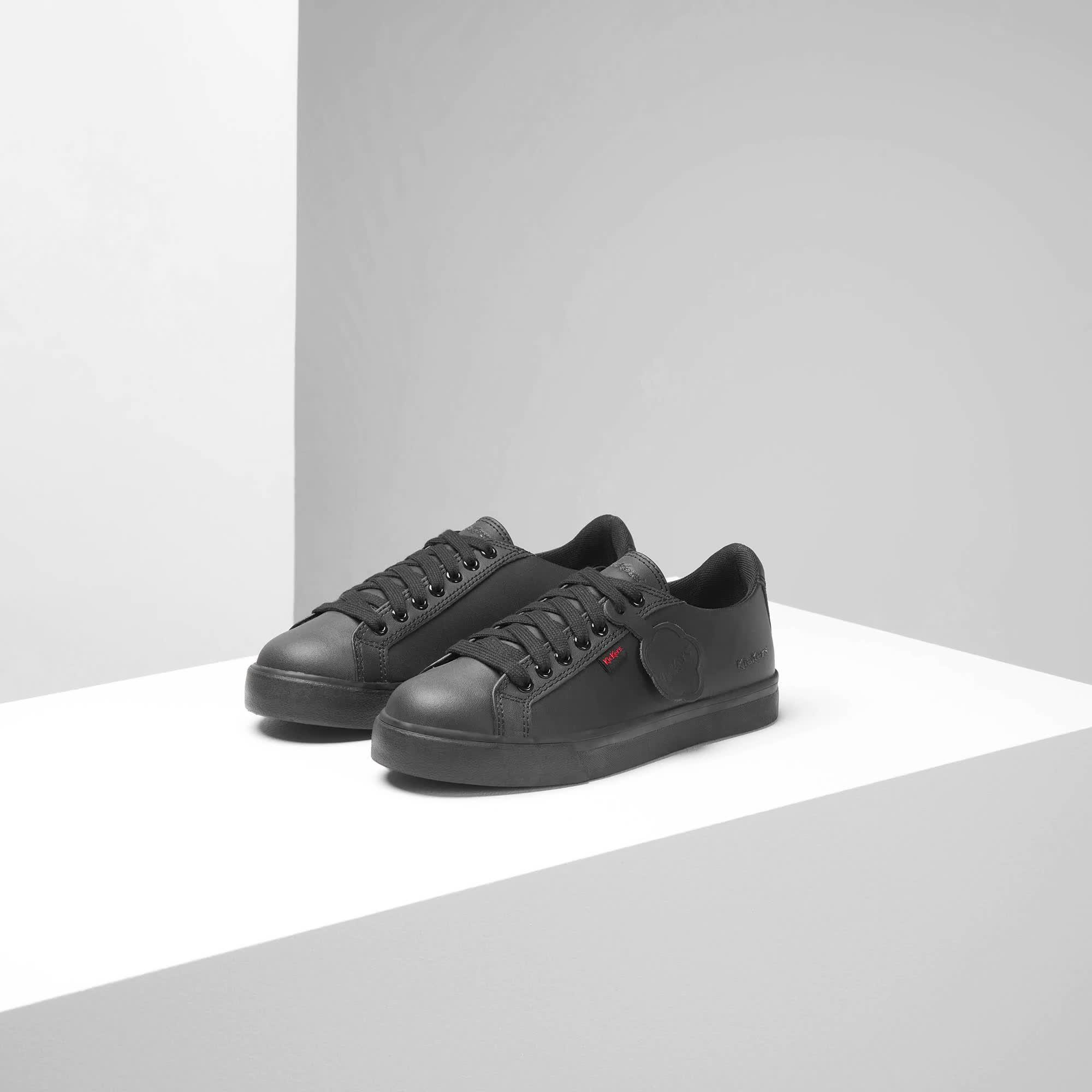 Video of kickers-tovni-leather-lace-school-shoesnbsp--black