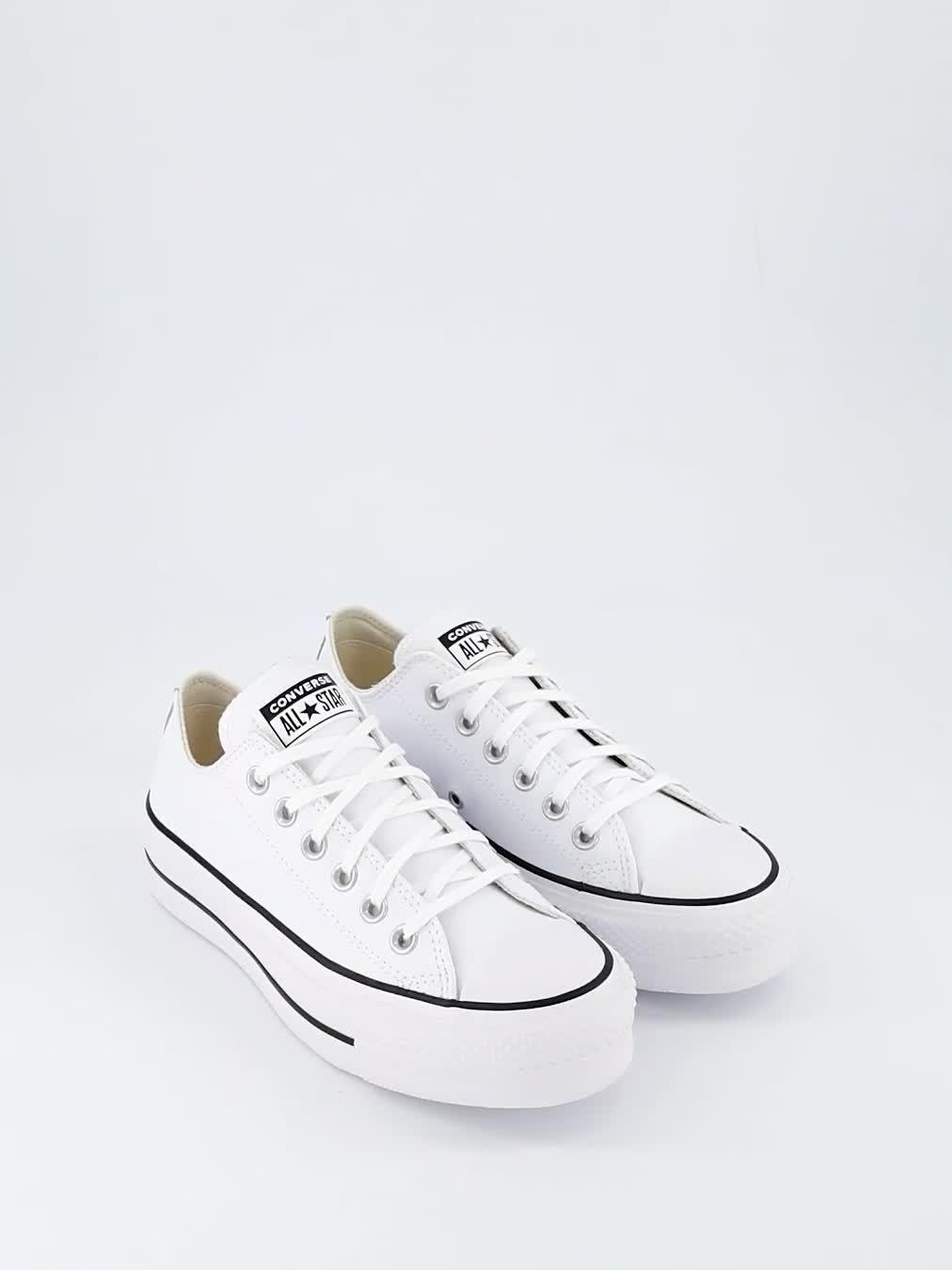 Video of converse-womens-leather-lift-ox-trainers-whiteblack