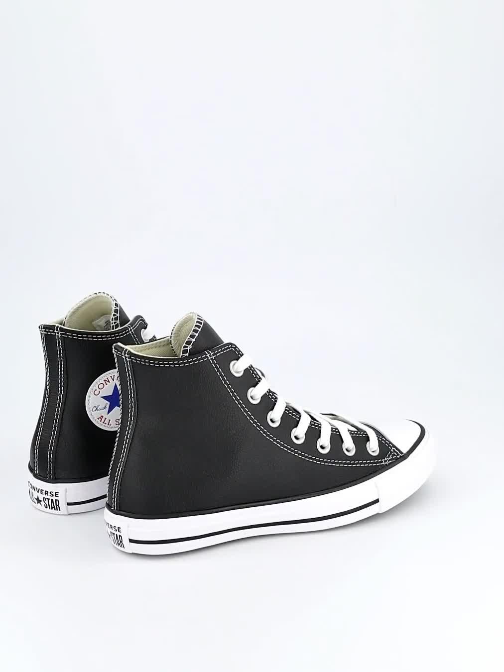 Video of converse-leather-hi-top-trainers-black