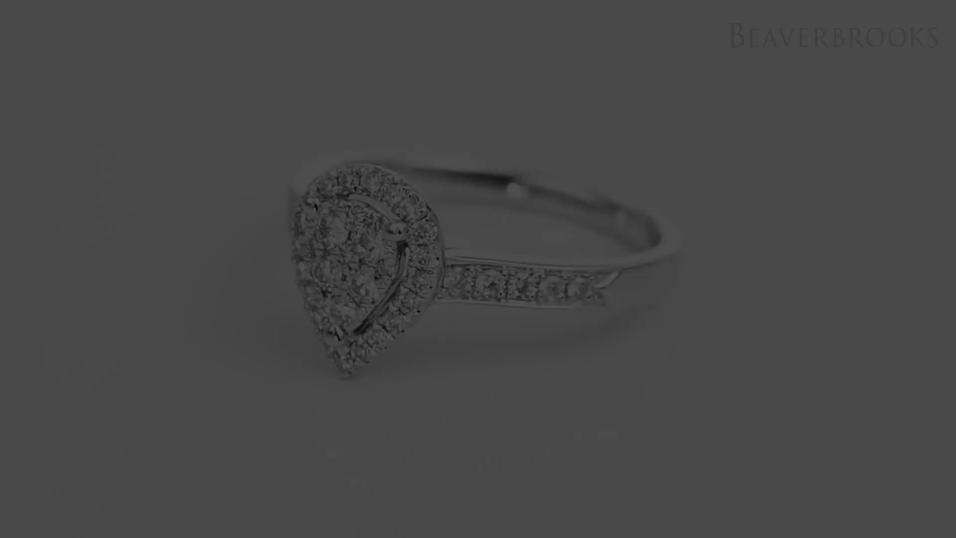 Video of beaverbrooks-platinum-diamond-pear-shaped-cluster-halo-ring
