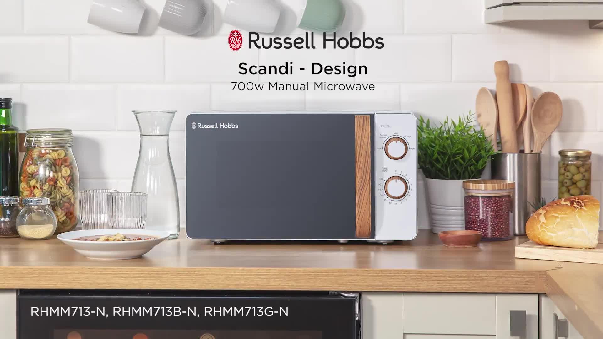Image thumbnail 8 of 8 of Russell Hobbs RHMM713G Scandi Compact Grey Manual Microwave