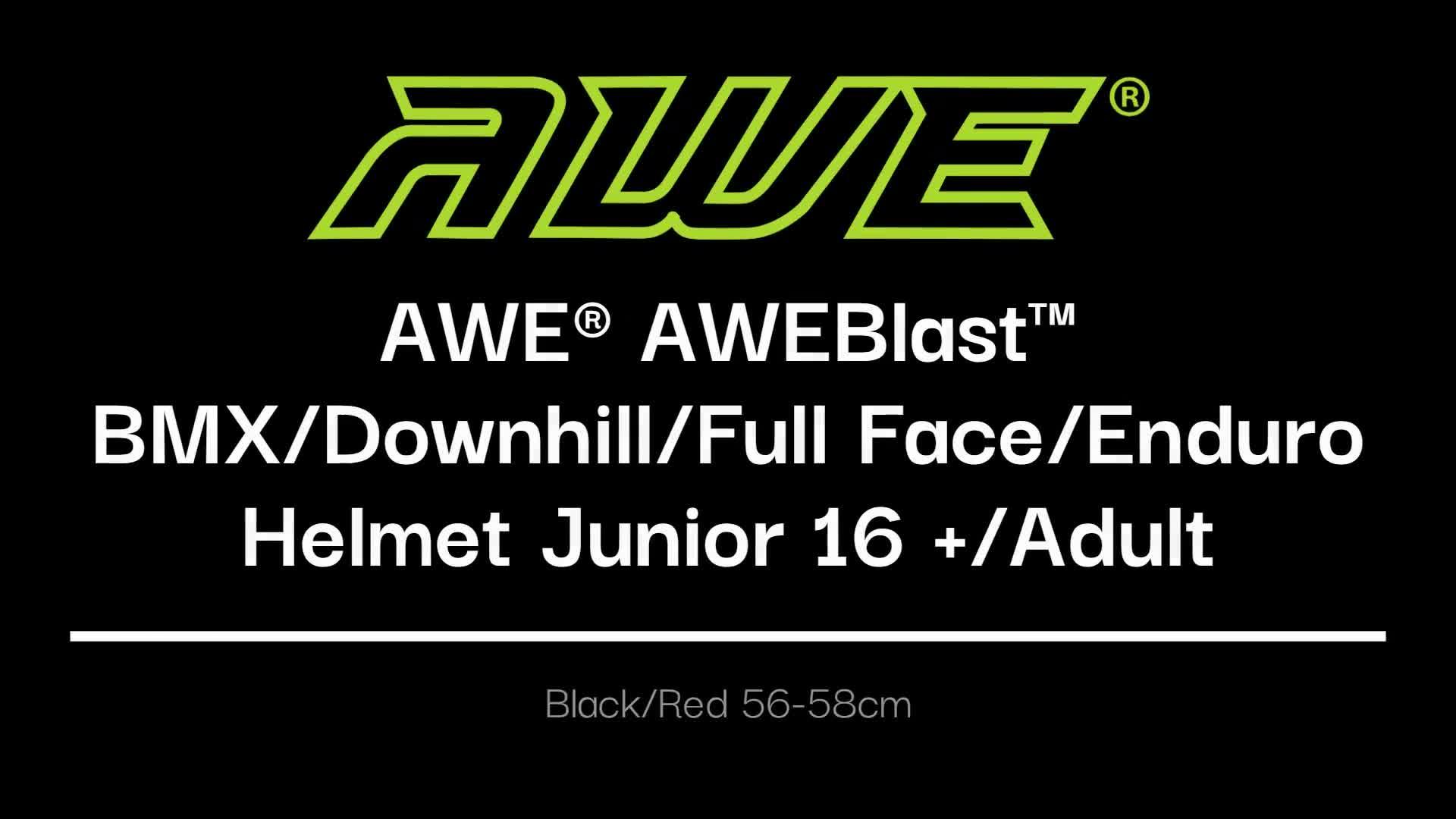 Video of awe-blaze-junior-16-adult-bmxdownhillfull-faceenduro-helmet-56-58cm-blackred