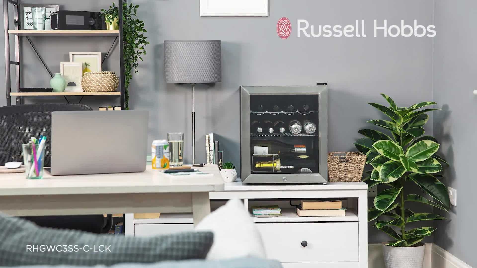 Video of russell-hobbs-rhgwc3ss-c-lck-beer-amp-wine-drinks-mini-fridge-with-locknbsp--stainless-steel